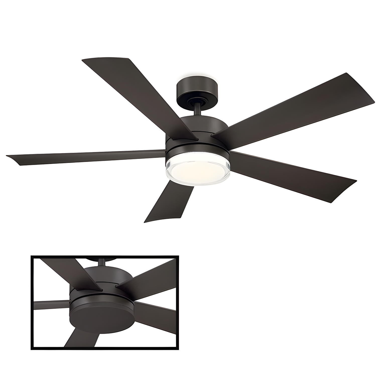 Wynd 5 - Blade Outdoor /Indoor Smart Ceiling Fan with Remote Control and LED Light Kit Included, Works With Alexa and iOS or Android App