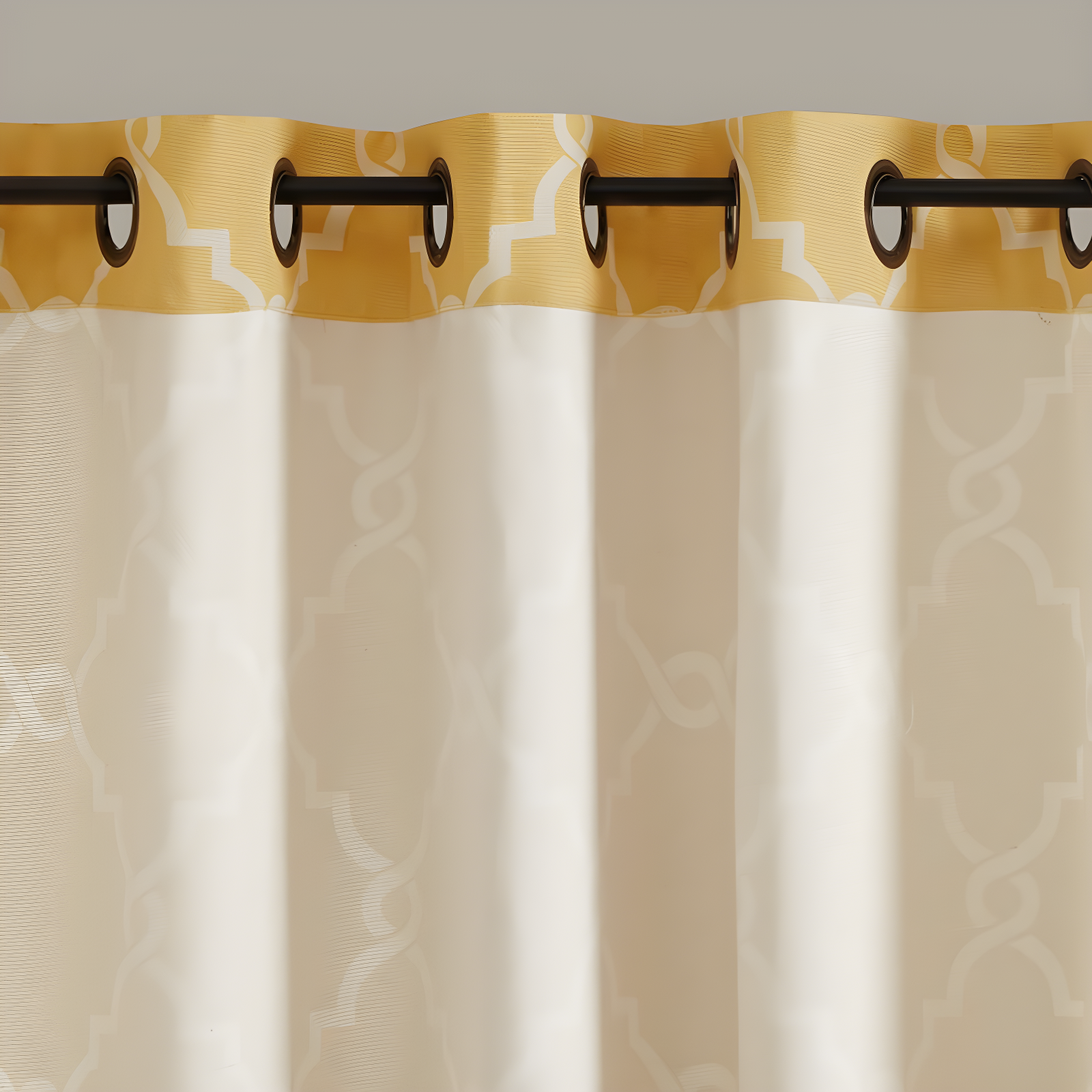 Madison Park Fretwork Print Grommet Top Single Window Curtain Panel