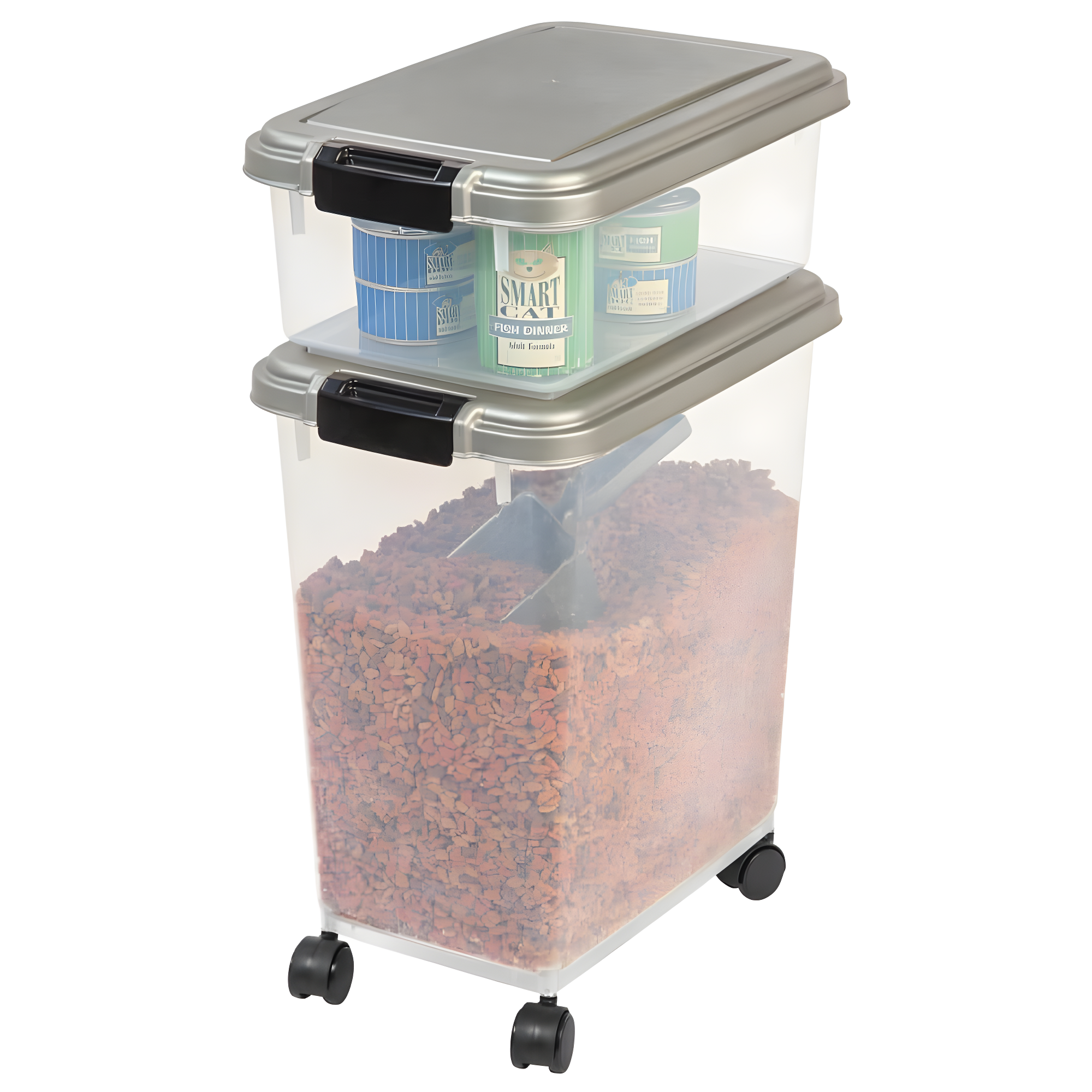 Zoey Tails 35 Lbs. WeatherPro Airtight Stackable Pet Food Storage Container Combo with Scoop & Treat Box