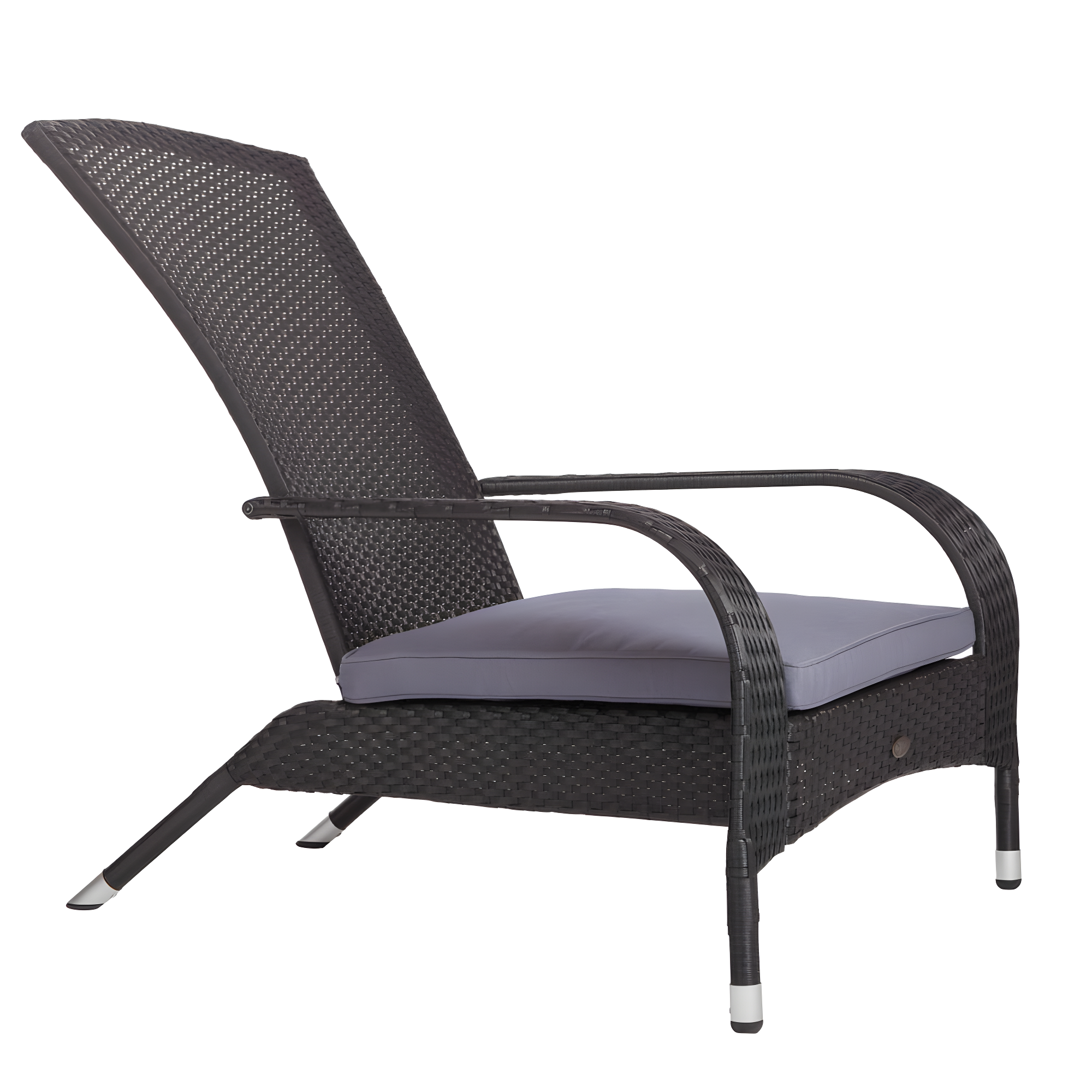 PatioSense Patio Sense Coconino Wicker Chair All Weather Adirondack Style Chair Grey Outdoor Cushion Included - Black