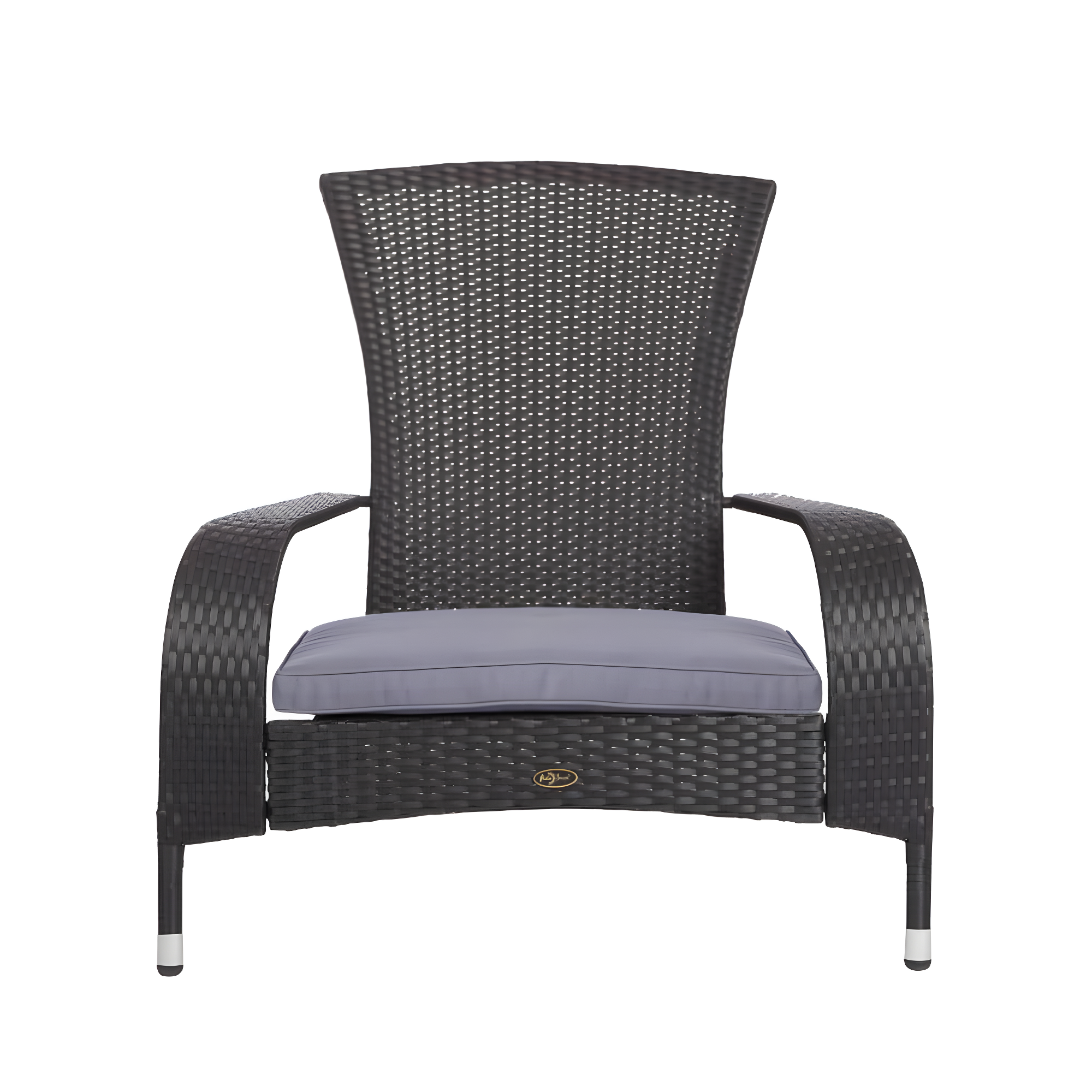 PatioSense Patio Sense Coconino Wicker Chair All Weather Adirondack Style Chair Grey Outdoor Cushion Included - Black