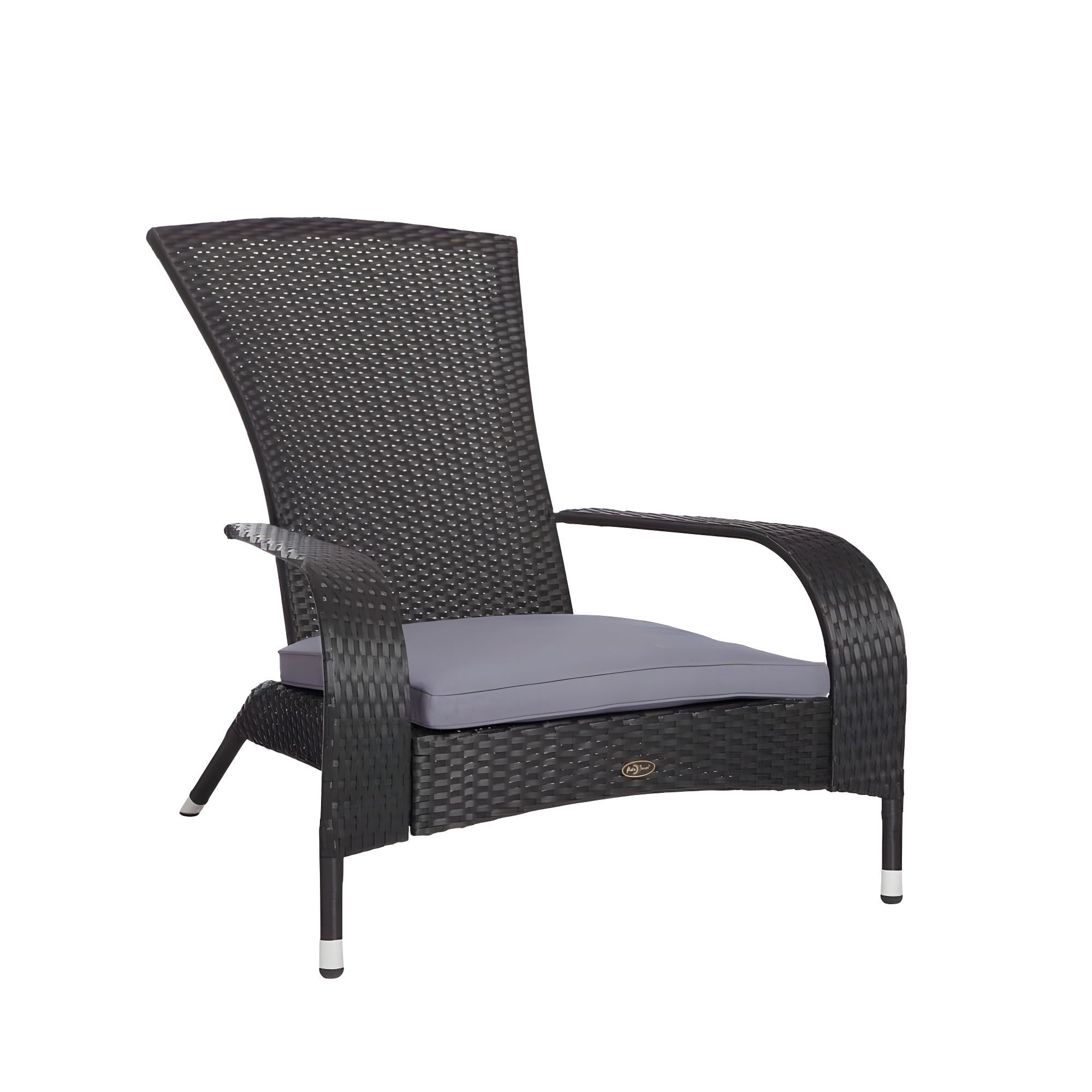 PatioSense Patio Sense Coconino Wicker Chair All Weather Adirondack Style Chair Grey Outdoor Cushion Included - Black