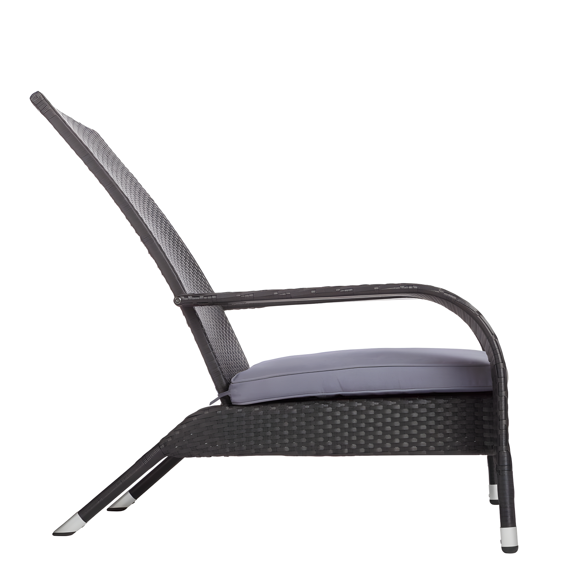 PatioSense Patio Sense Coconino Wicker Chair All Weather Adirondack Style Chair Grey Outdoor Cushion Included - Black