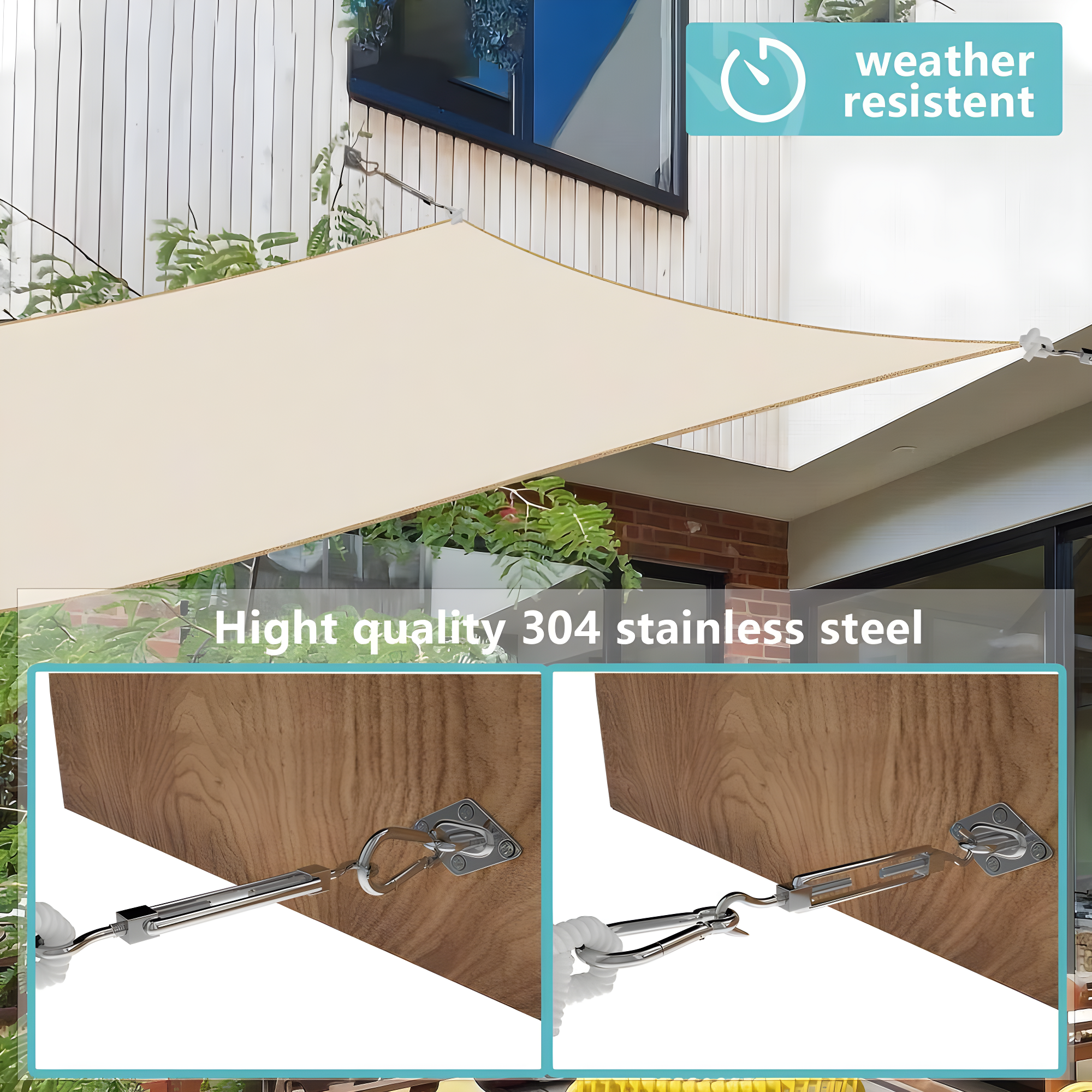 80 Pcs Sun Shade Sail Hardware Kit 5 inch 304 Stainless Steel for Rectangular/Square/Triangle Sun Shade Sail Installation Lawn and Garden, Heavy Duty Anti-Rust Sail Shade Hardware Kit