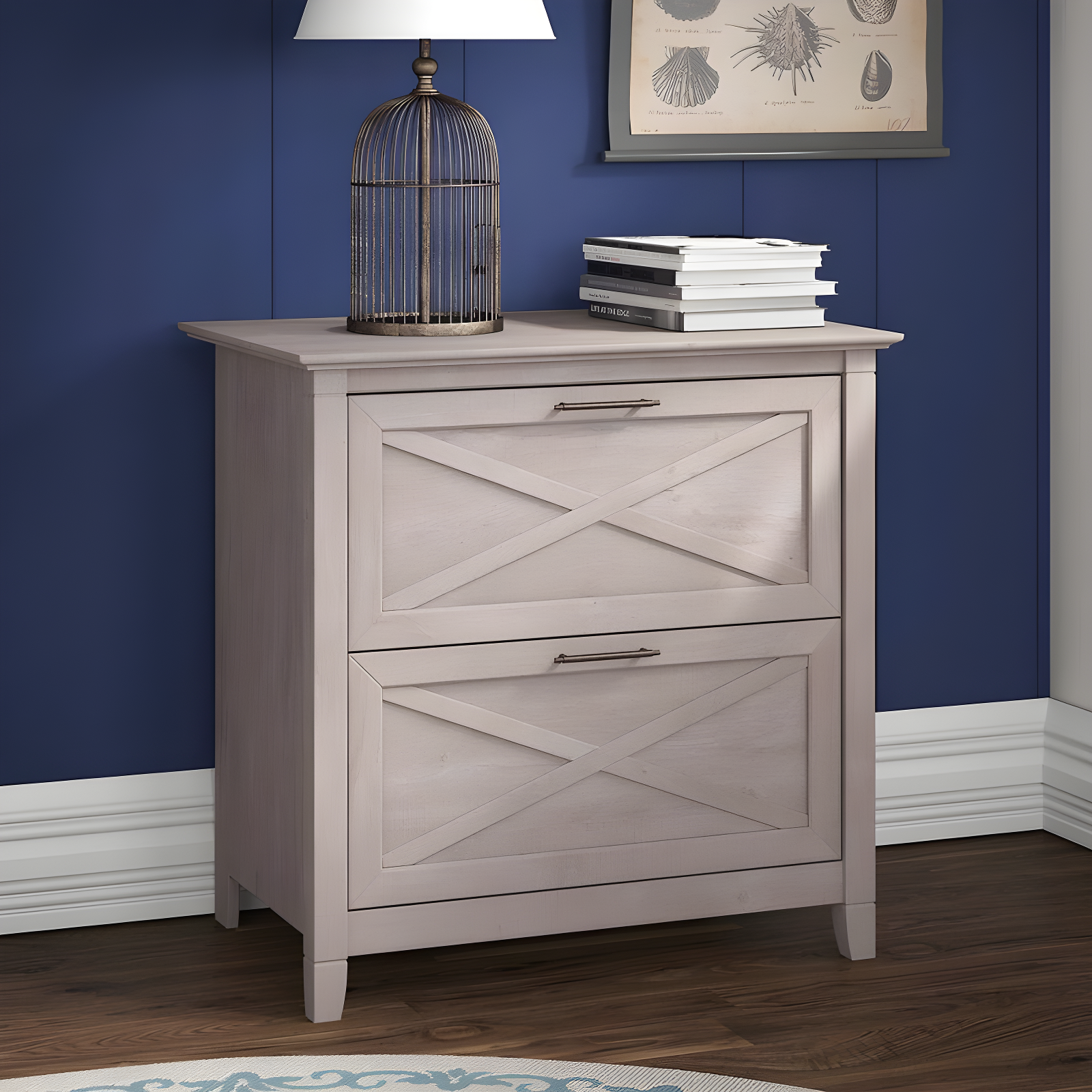2 Drawer Key West File Cabinet Washed Gray - Bush Furniture