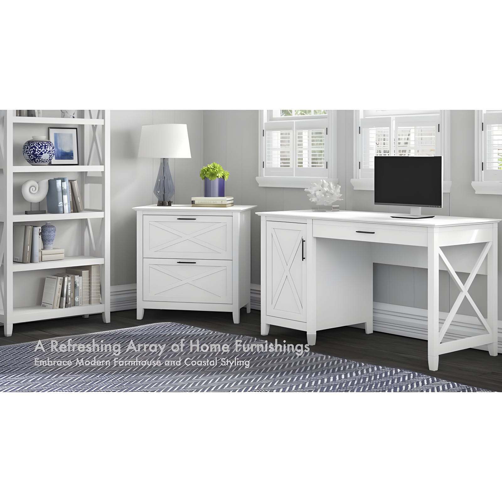 2 Drawer Key West File Cabinet Washed Gray - Bush Furniture