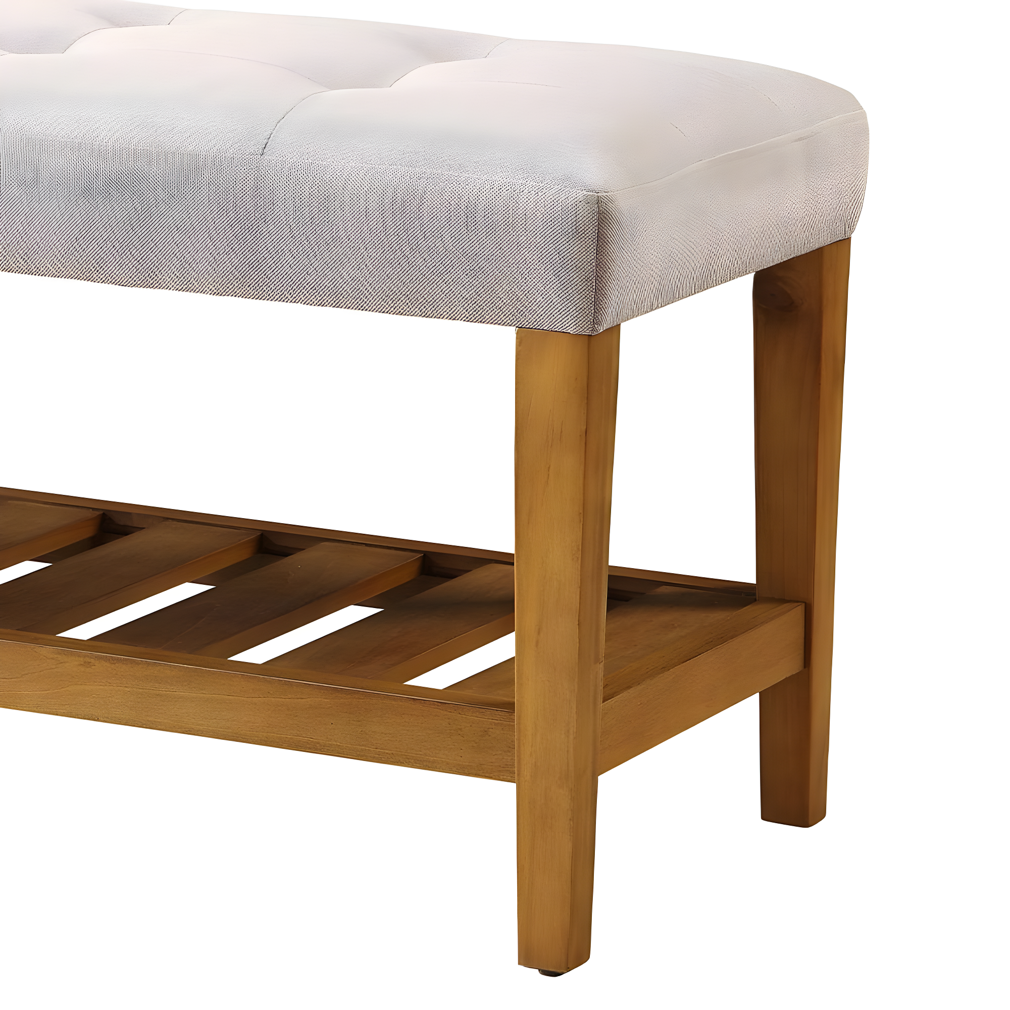ACME 96680 Charla Wooden Frame Slatted Lower Shelf Bench, Light Gray and Oak