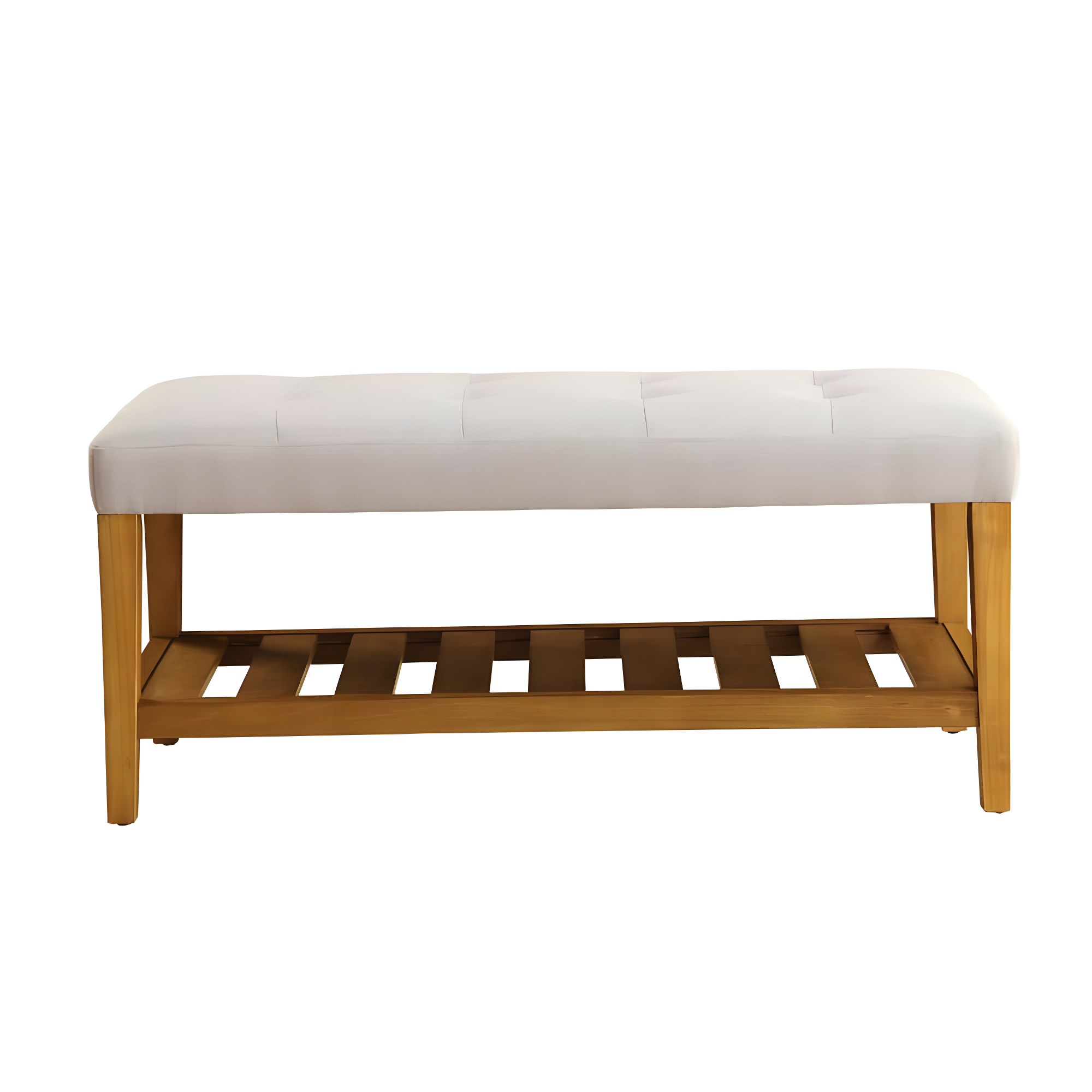 ACME 96680 Charla Wooden Frame Slatted Lower Shelf Bench, Light Gray and Oak