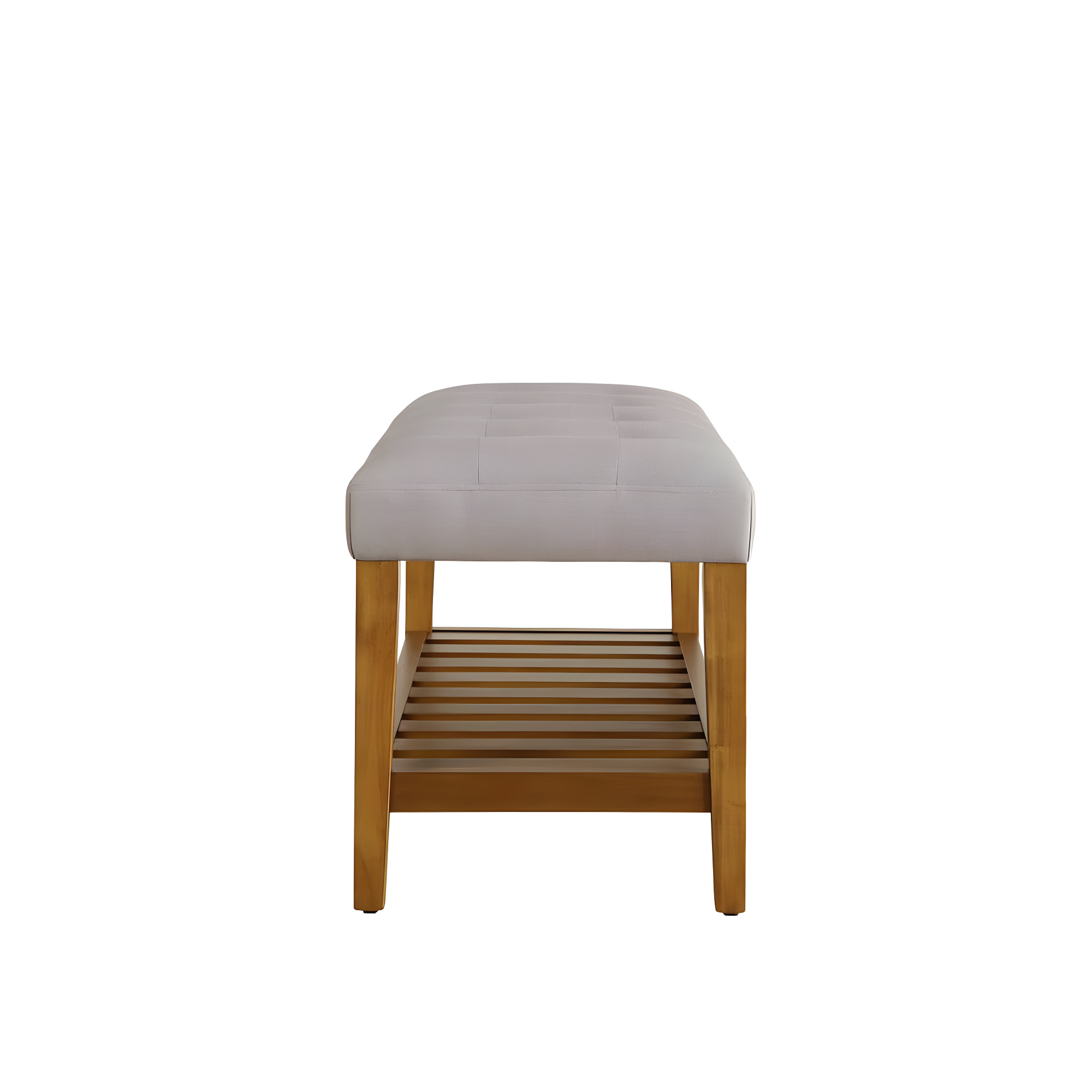 ACME 96680 Charla Wooden Frame Slatted Lower Shelf Bench, Light Gray and Oak