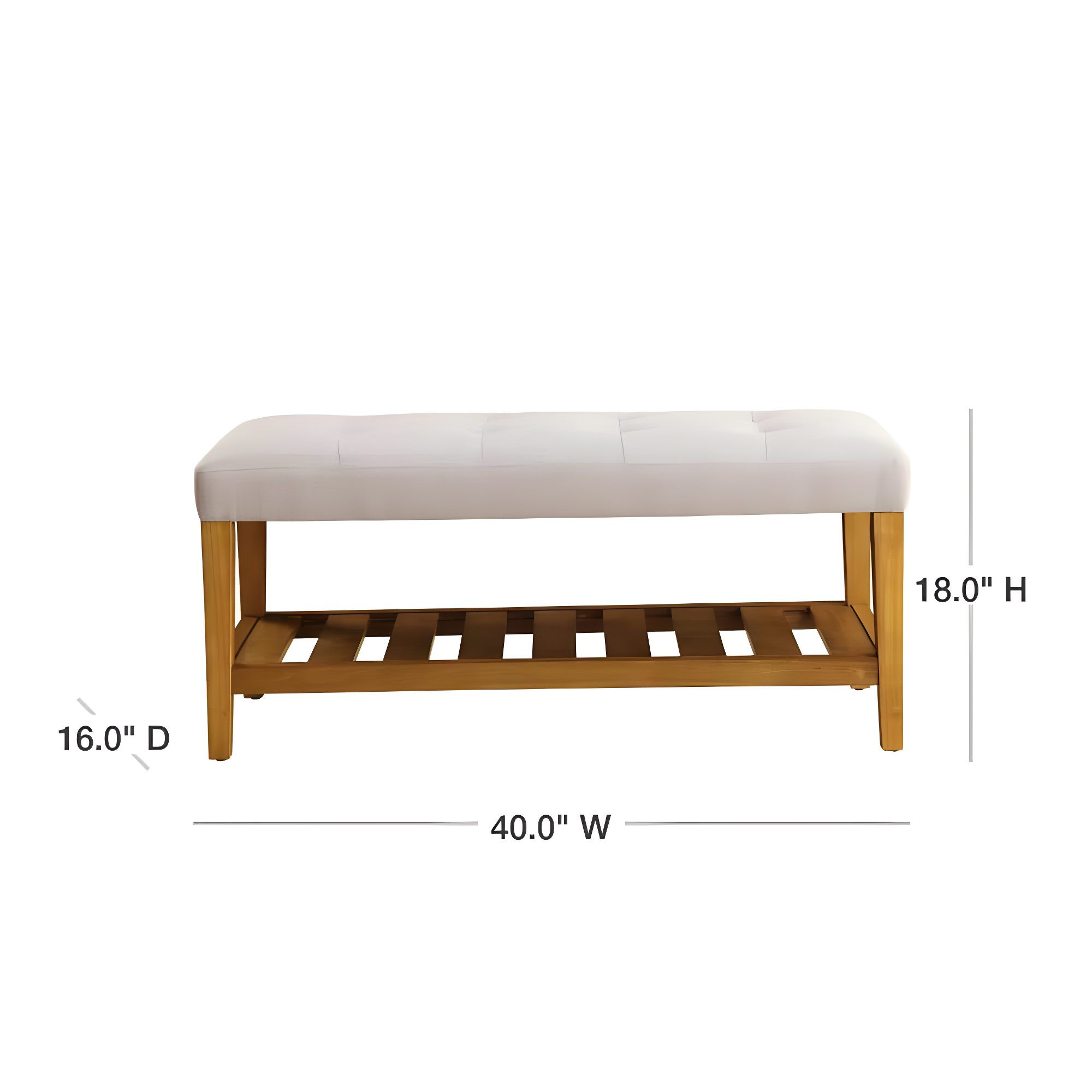 ACME 96680 Charla Wooden Frame Slatted Lower Shelf Bench, Light Gray and Oak