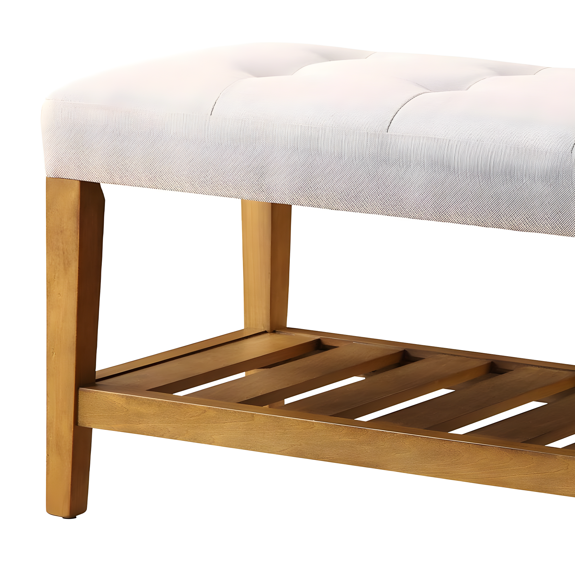 ACME 96680 Charla Wooden Frame Slatted Lower Shelf Bench, Light Gray and Oak