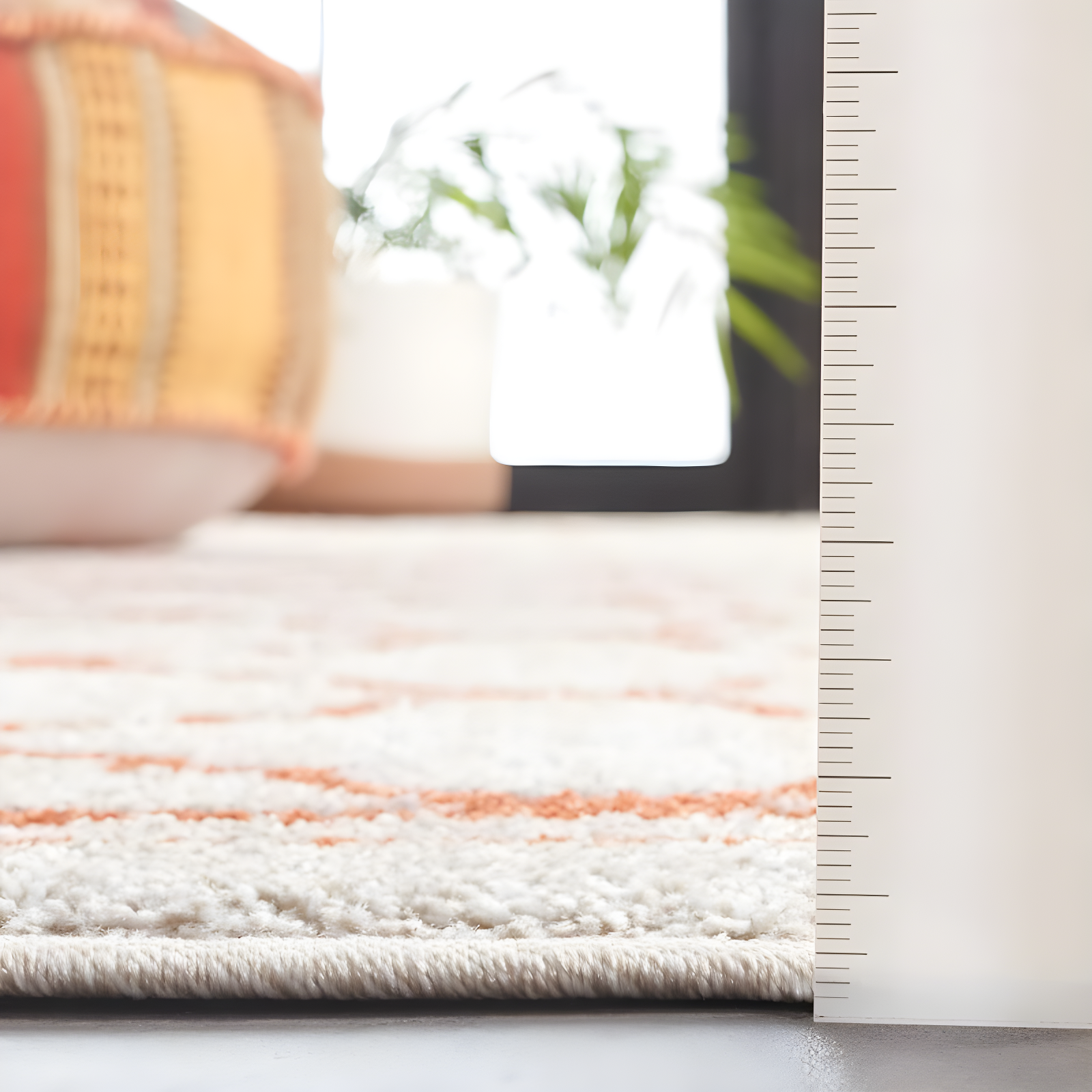 Amherst AMT422 Power Loomed Indoor Area Rug - Beige/Orange - 7'x7' - Safavieh