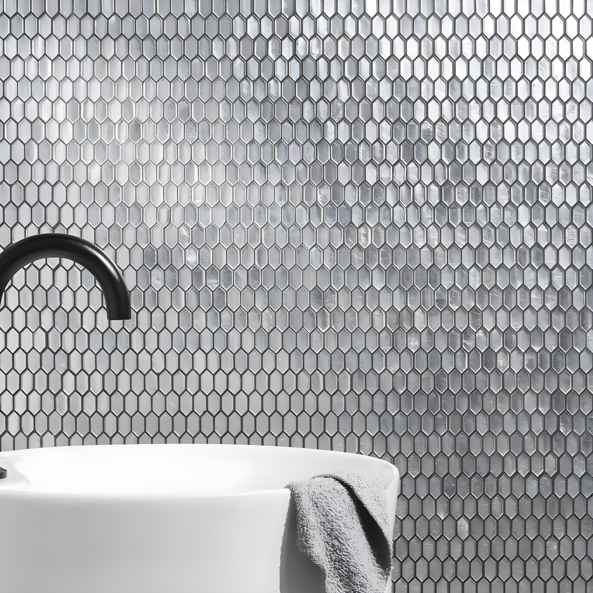 Whisper 11.61" x 11.73" Polished Mini Picket Glass Mosaic Wall Tile (0.94 Sq. Ft. / each)