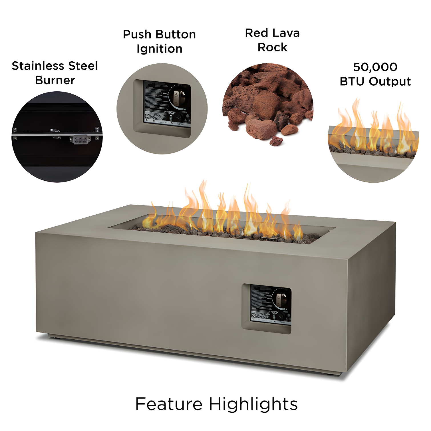 AEGEAN Propane / Natural Gas Outdoor Fire Pit Table