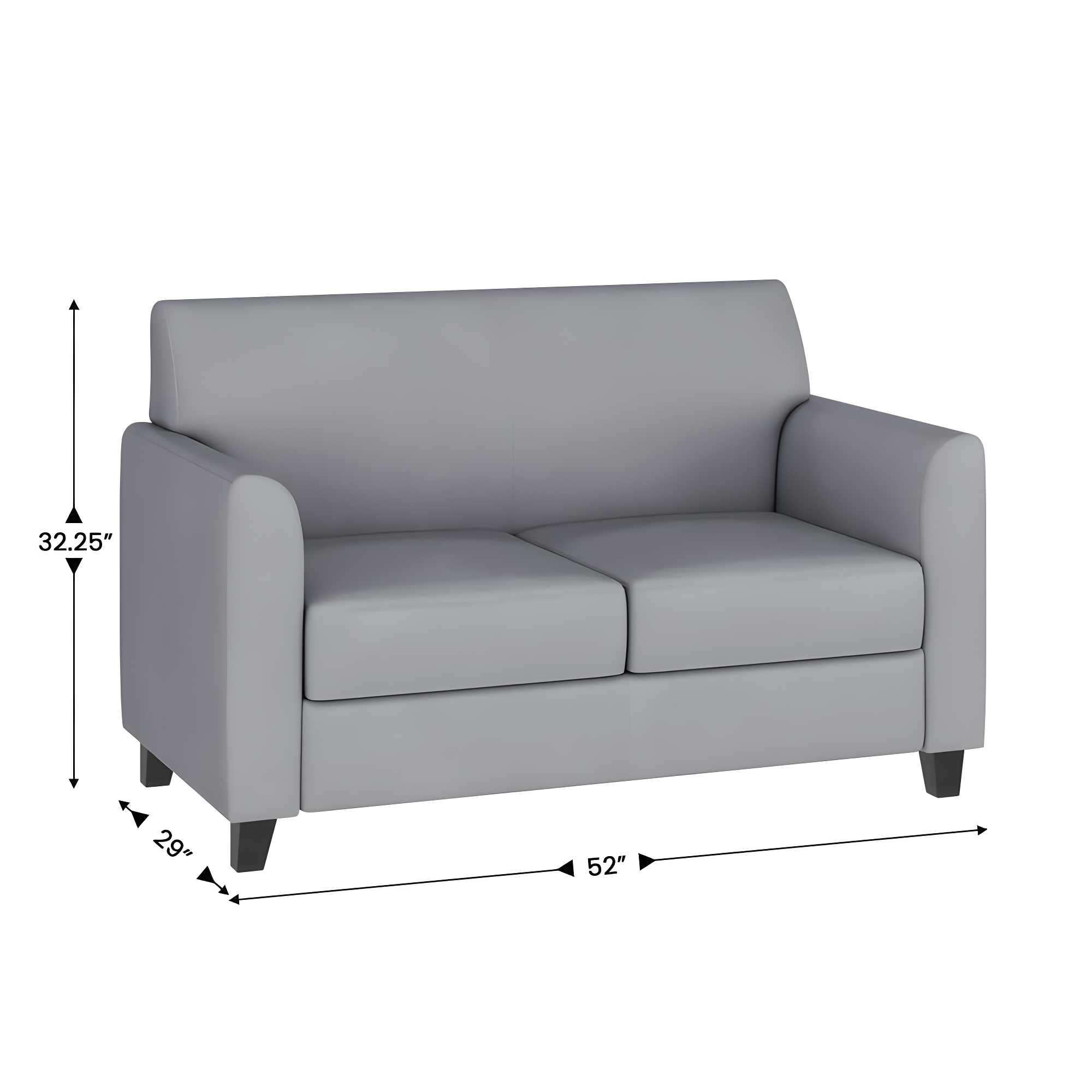 Hercules Junkersfeld 52" Modern LeatherSoft Upholstered Reception Loveseat