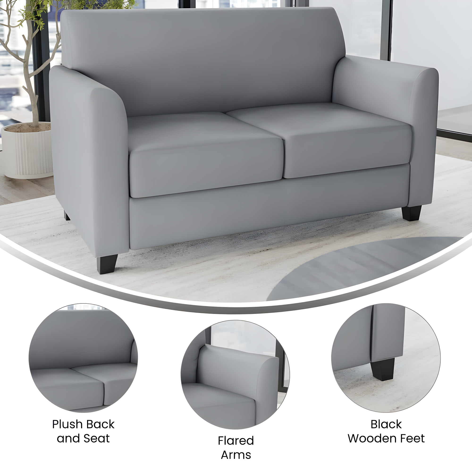 Hercules Junkersfeld 52" Modern LeatherSoft Upholstered Reception Loveseat