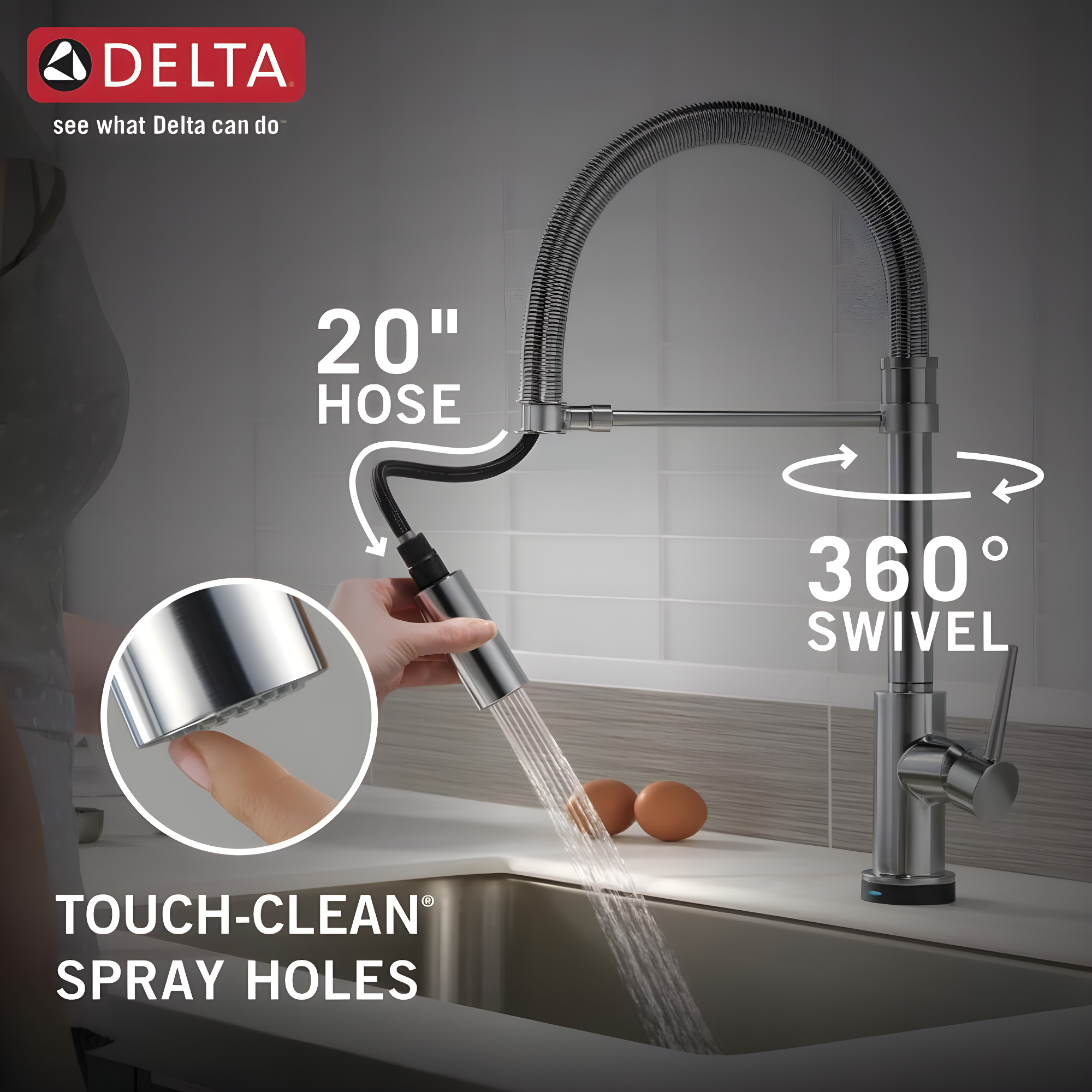 Trinsic Pro Pull Down Touch Single Handle Kitchen Faucet with Accessories