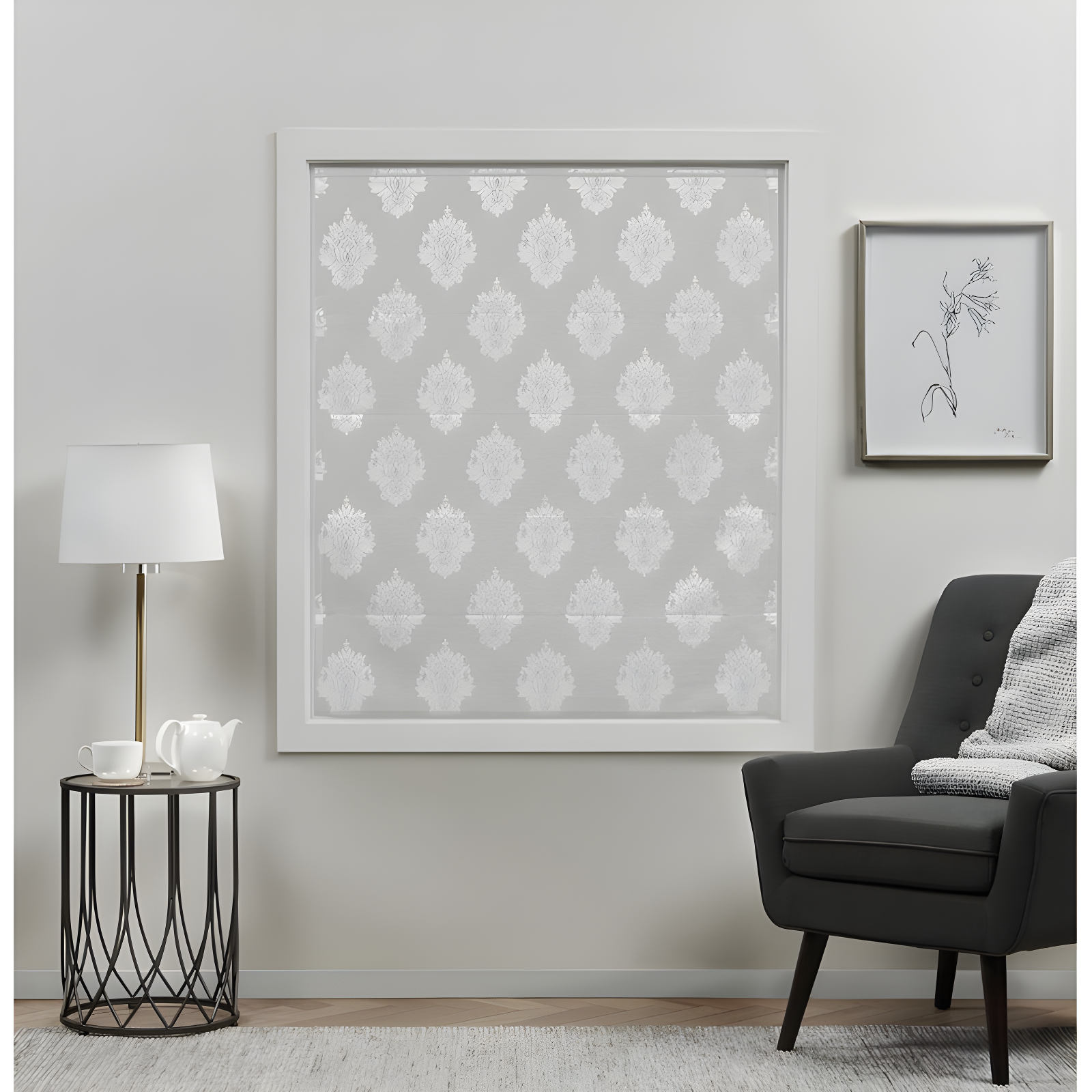 Amalgamated Textiles Exclusive Home Marseilles Damask 100% Blackout Roman Shade