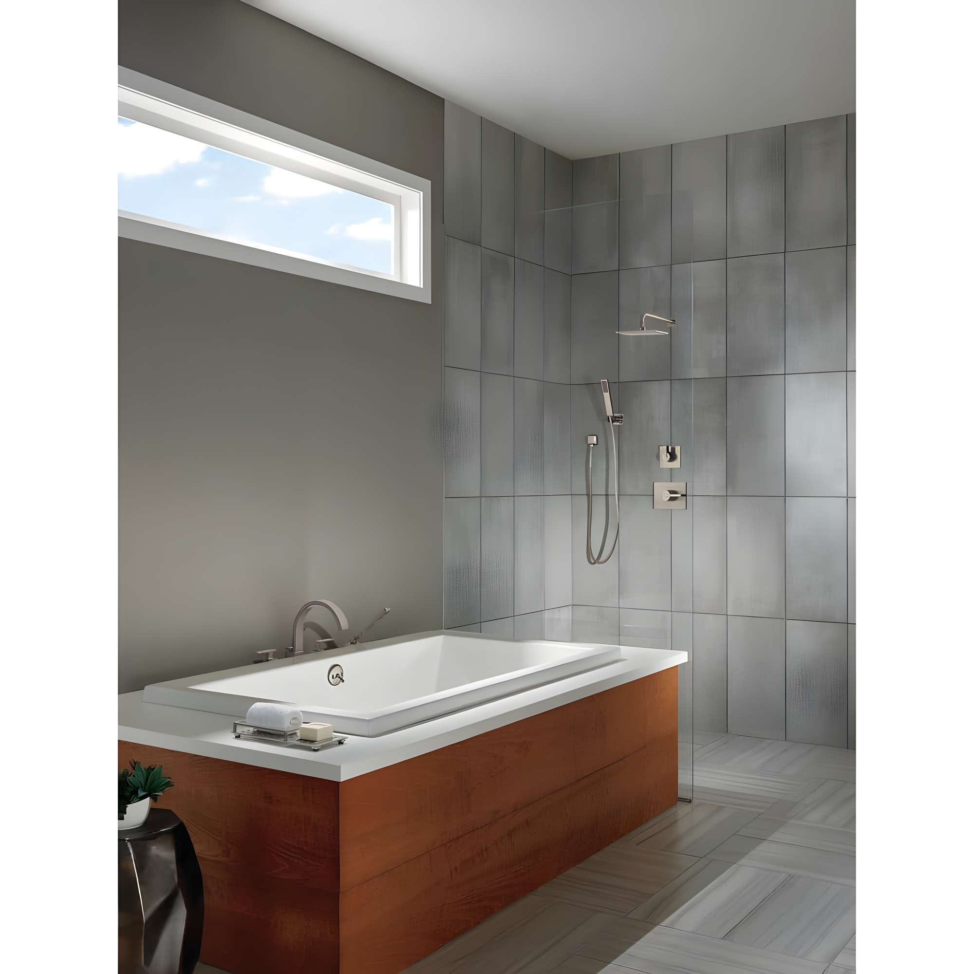Vero Double Handle Deck Mounted Roman Tub Faucet with Handshower