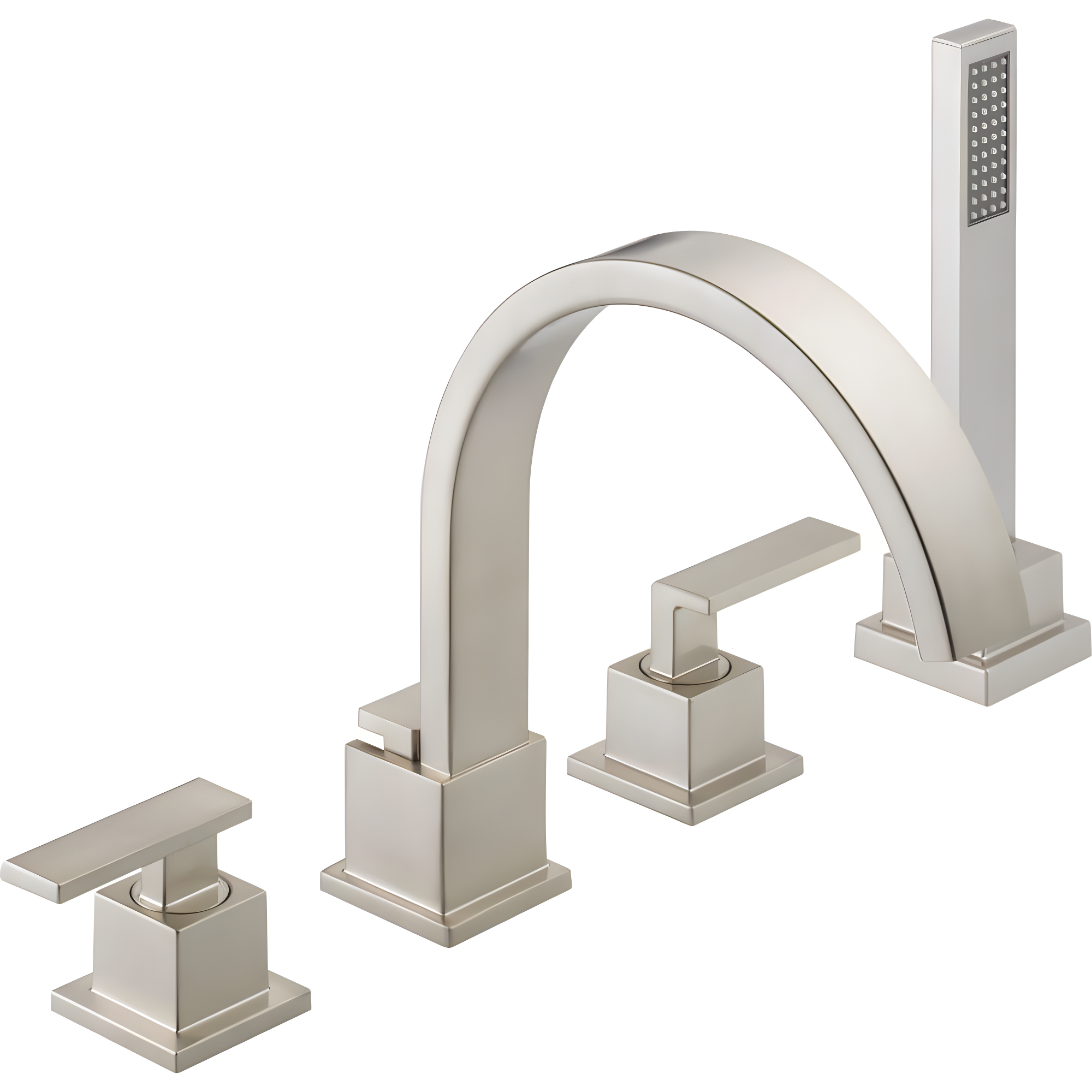 Vero Double Handle Deck Mounted Roman Tub Faucet with Handshower