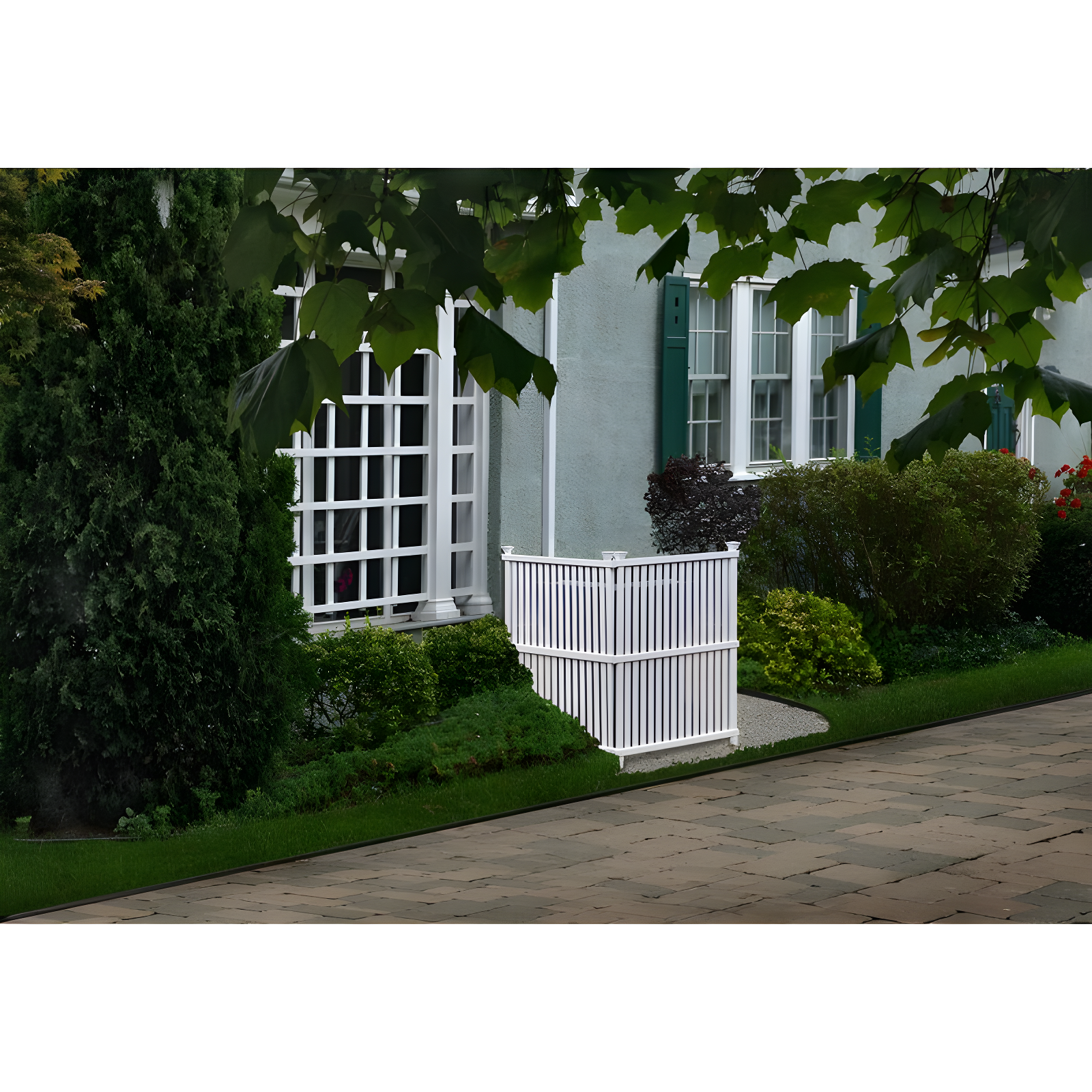 Enclo 45.5in H x 36.5in W (2 Panels) No Dig Enclo Wilmington White Vinyl Privacy Screen, Outdoor Privacy Panels, Trash Can Enclosure, Air Conditioner Fence, Pool Equipment Enclosure, ZP19008