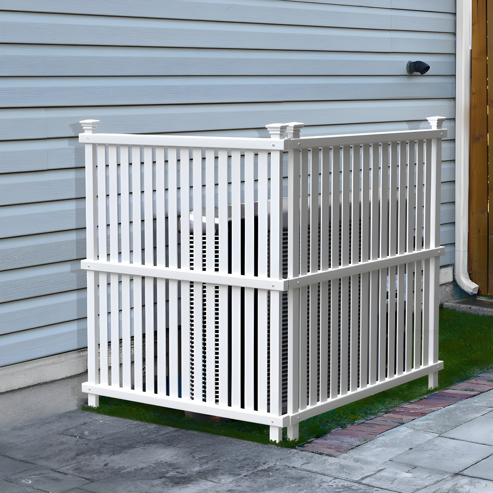 Enclo 45.5in H x 36.5in W (2 Panels) No Dig Enclo Wilmington White Vinyl Privacy Screen, Outdoor Privacy Panels, Trash Can Enclosure, Air Conditioner Fence, Pool Equipment Enclosure, ZP19008