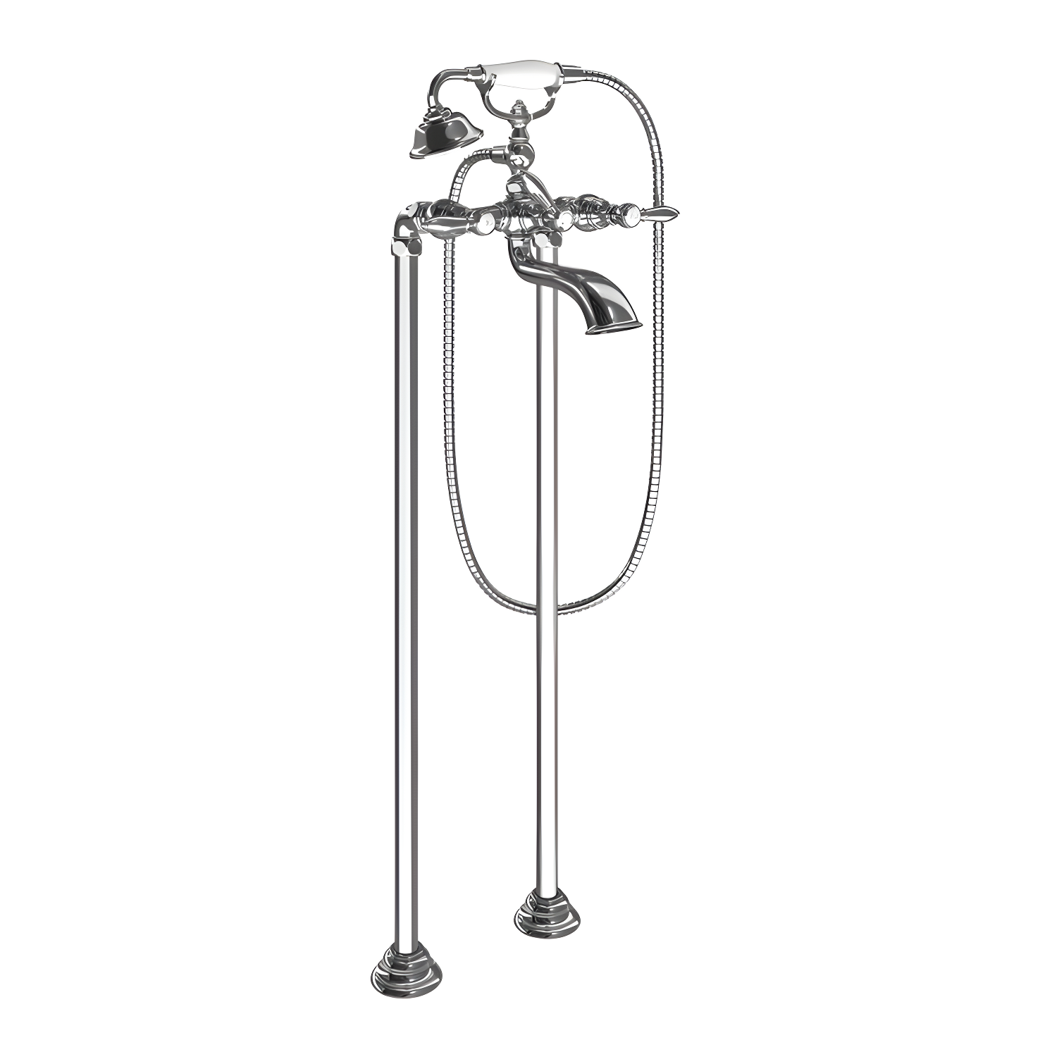 Weymouth Double Handle Floor Mounted Clawfoot Tub Faucet Trim with Diverter and Handshower