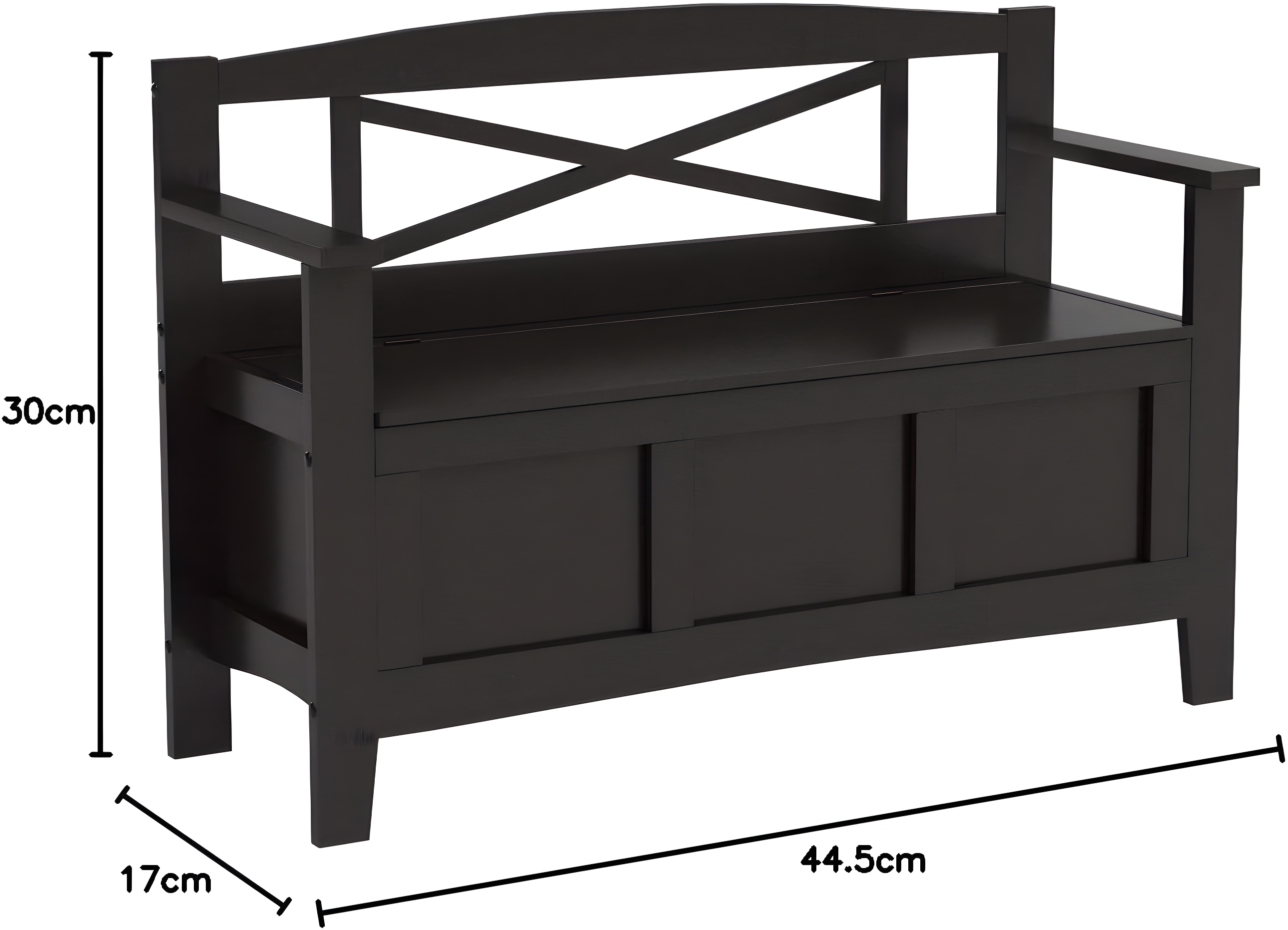 OSP Home Furnishings Metro Solid Wood  Entry Way Bench in Black