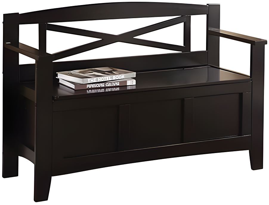 OSP Home Furnishings Metro Solid Wood  Entry Way Bench in Black