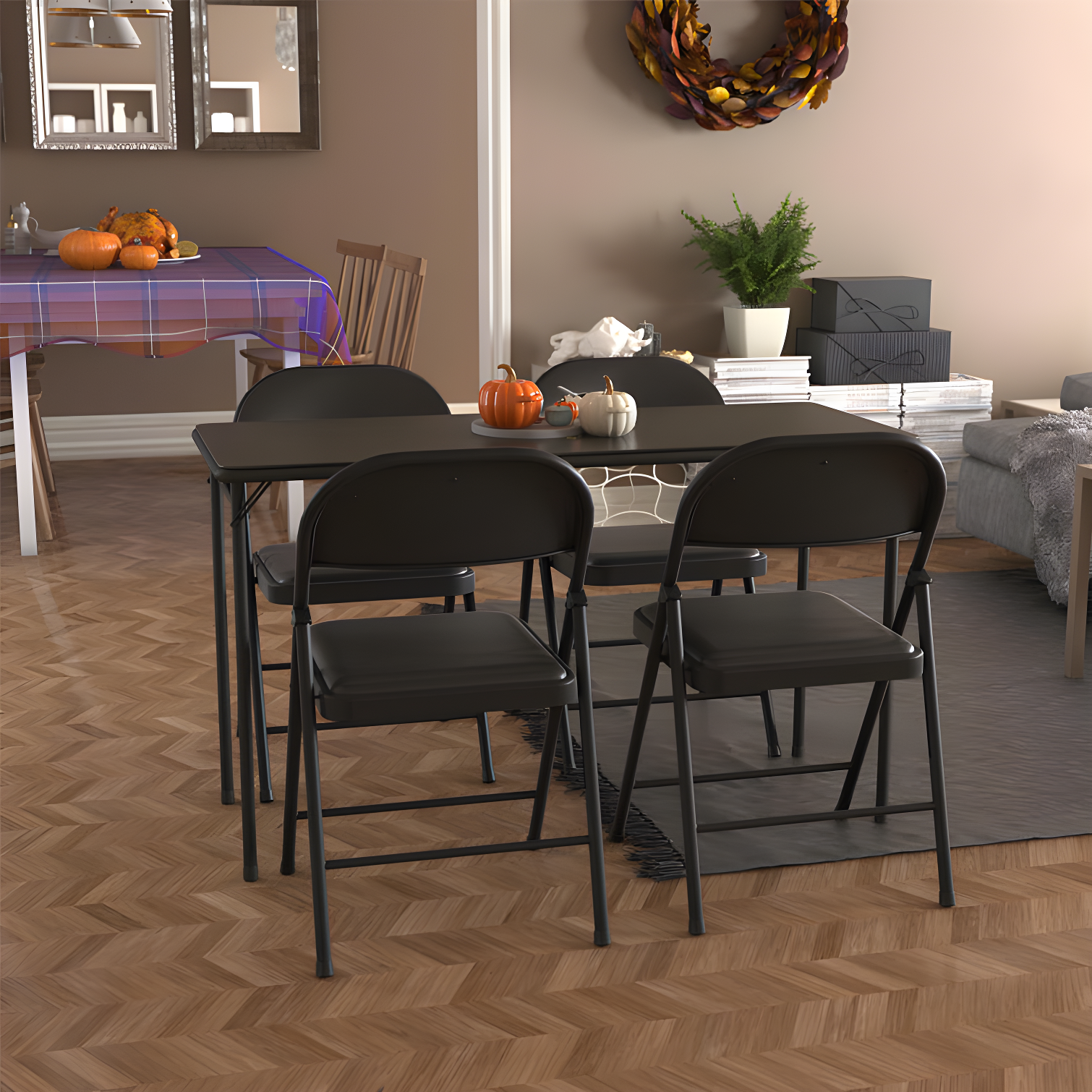 COSCO 20" x 48" Vinyl Top Serving Folding Table