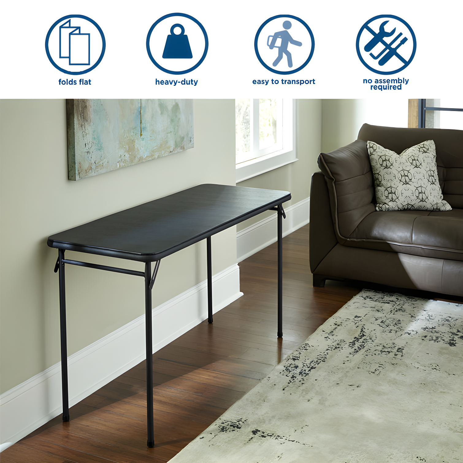 COSCO 20" x 48" Vinyl Top Serving Folding Table