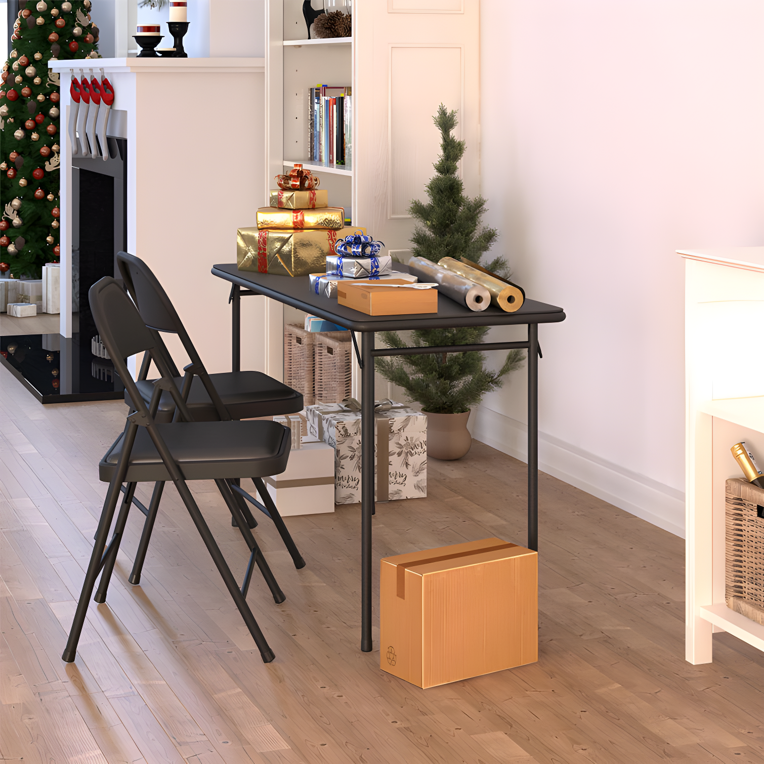 COSCO 20" x 48" Vinyl Top Serving Folding Table