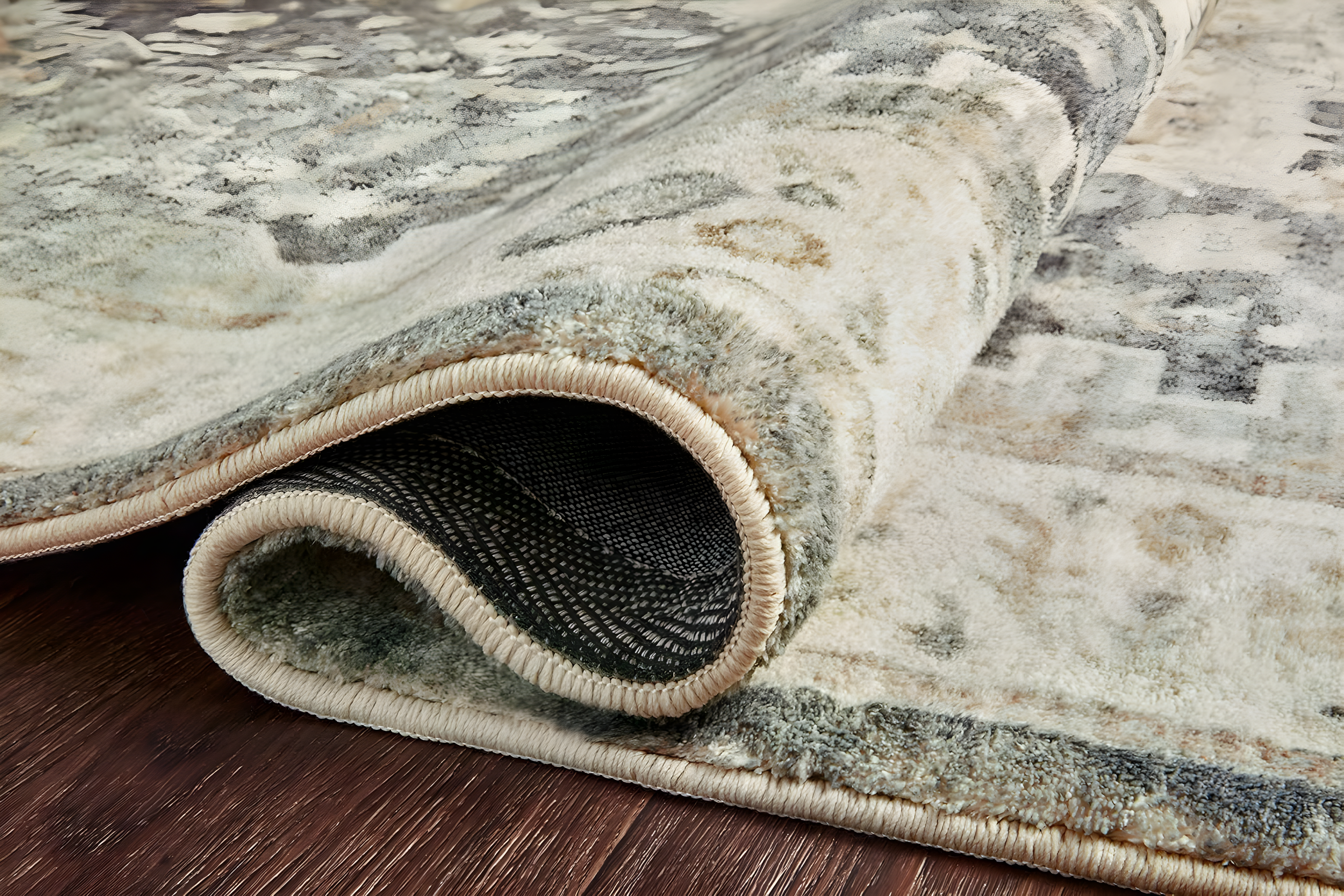 Loloi II Rosette Oriental Traditional Area Rug, Off-White, 18" x 18"