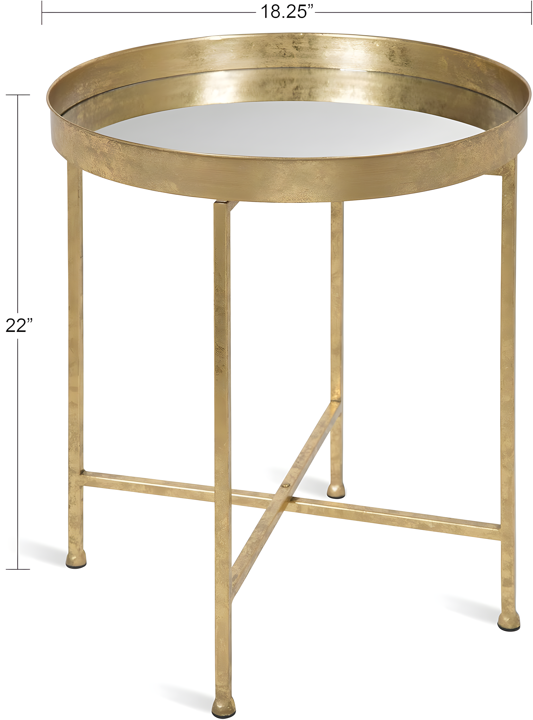 Kate and Laurel Celia Round Metal Side Table, 18.25x18.25x22, Gold and Mirror