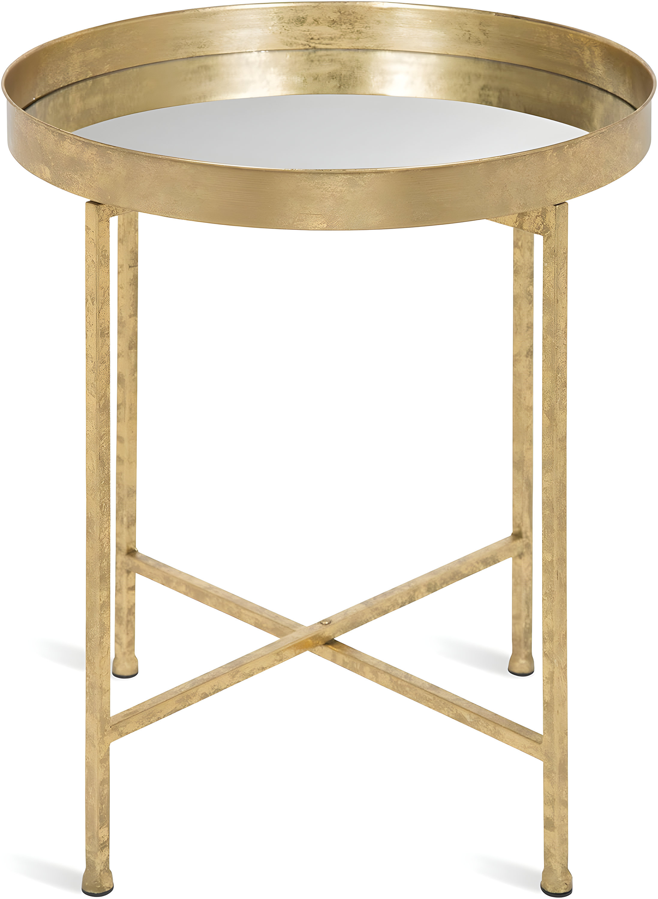 Kate and Laurel Celia Round Metal Side Table, 18.25x18.25x22, Gold and Mirror