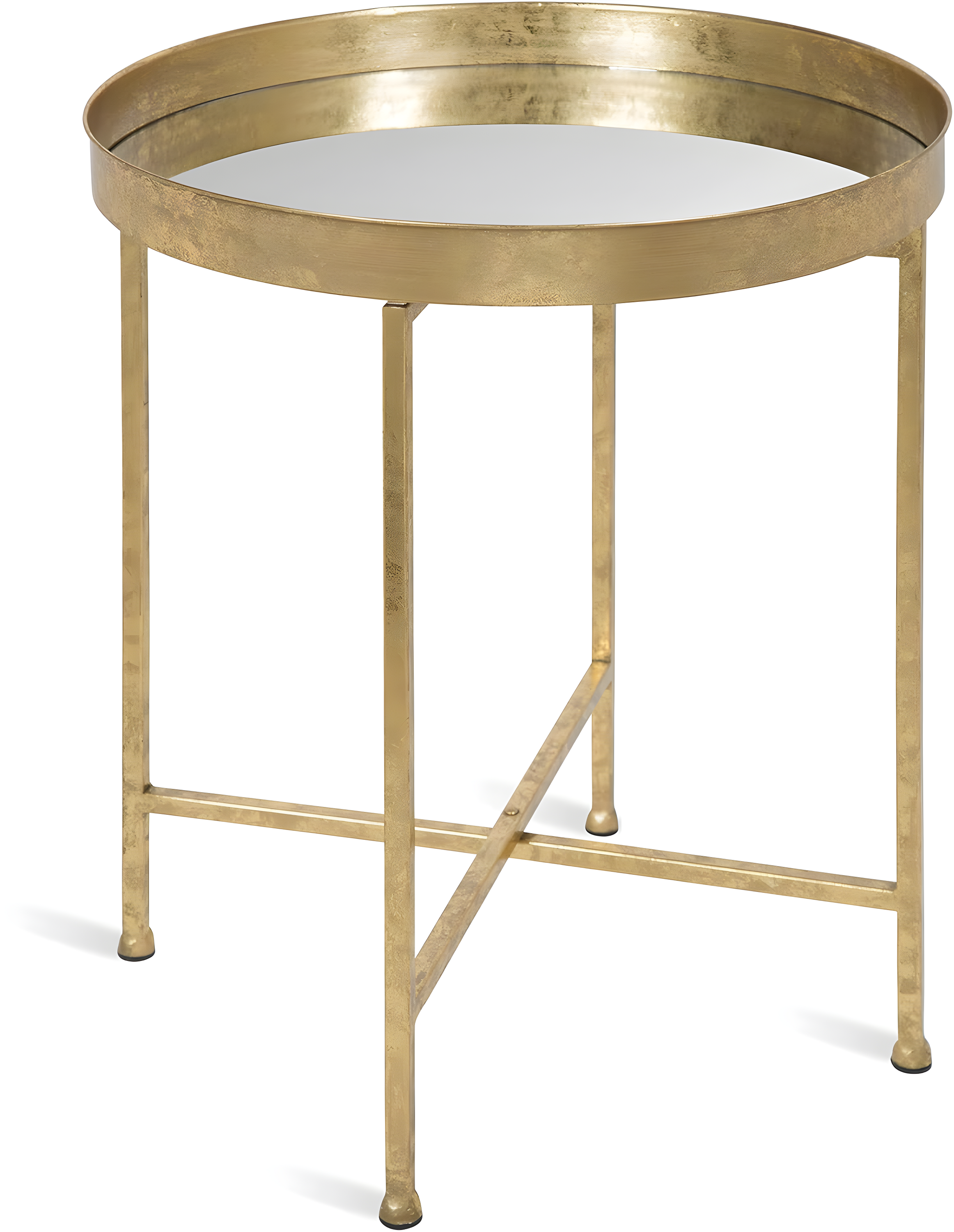Kate and Laurel Celia Round Metal Side Table, 18.25x18.25x22, Gold and Mirror