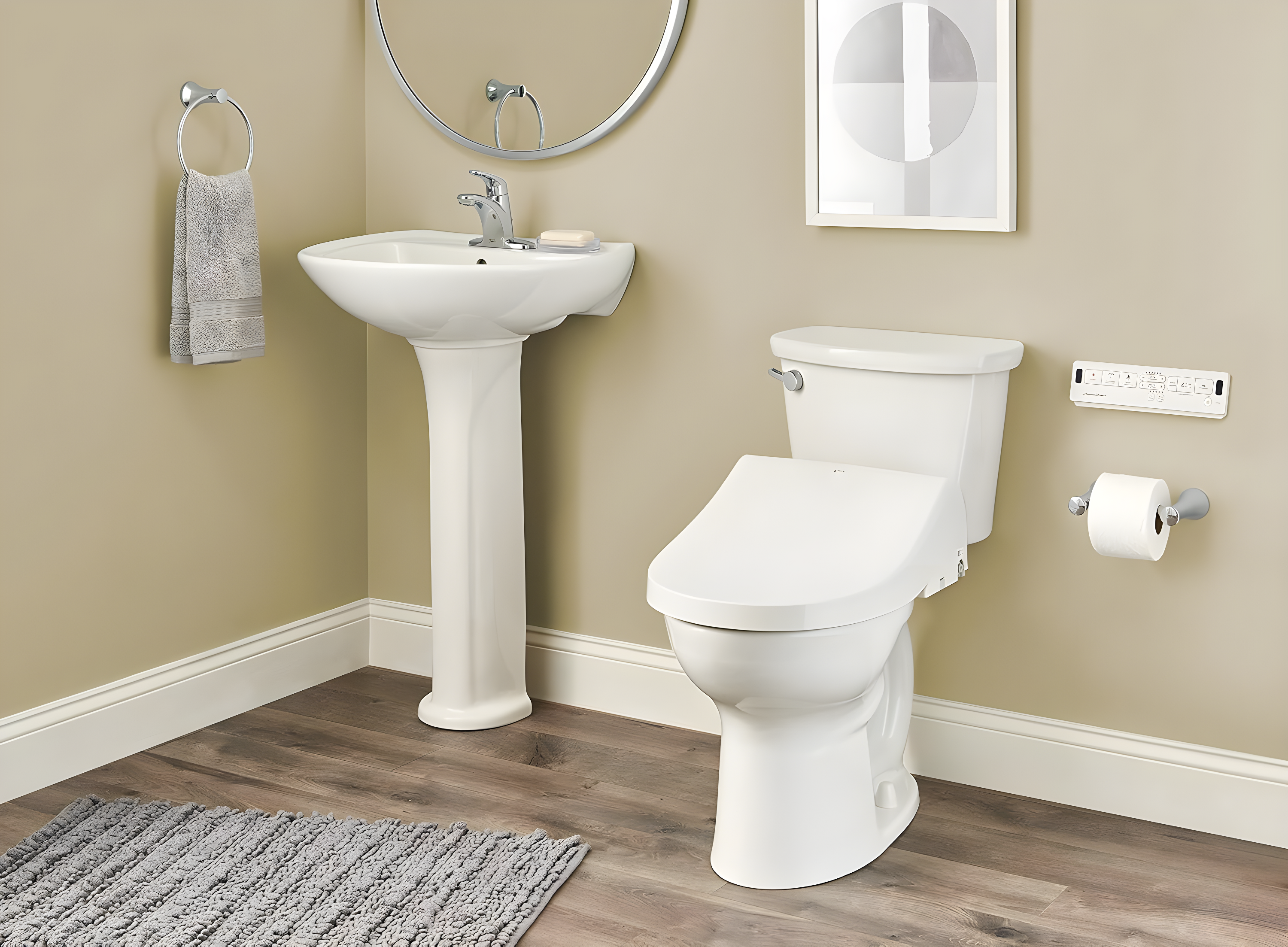American Standard 8012A70GRC-415 INAX Heated Shower Toilet Bidet Seat with Remote Control + Dual Nozzle, White
