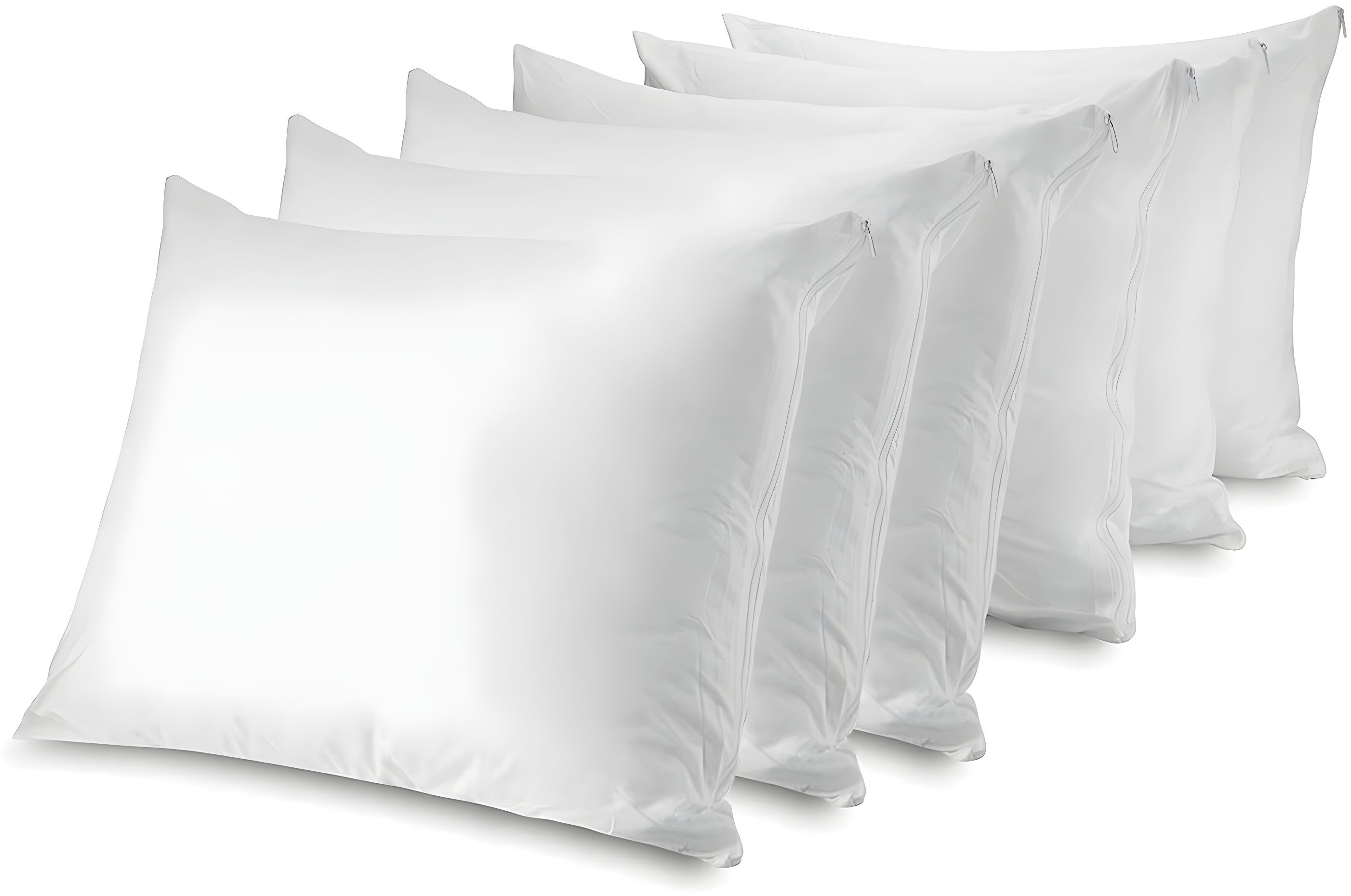 Circles Home 100% Cotton Breathable Queen Pillow Protector with Zipper – (6 Pack)