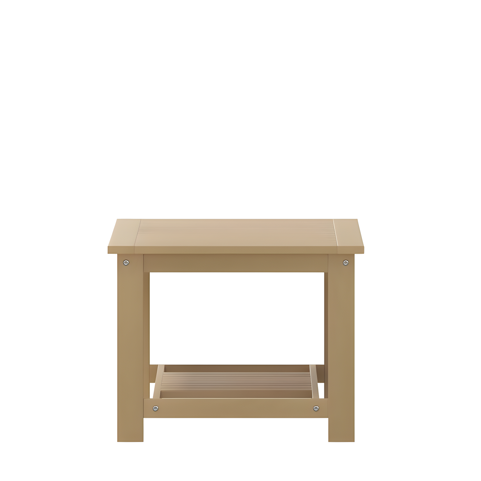 Merrick Lane All-Weather Poly Resin Wood Two Tiered Adirondack Slatted Coffee Conversation Table in Natural Cedar