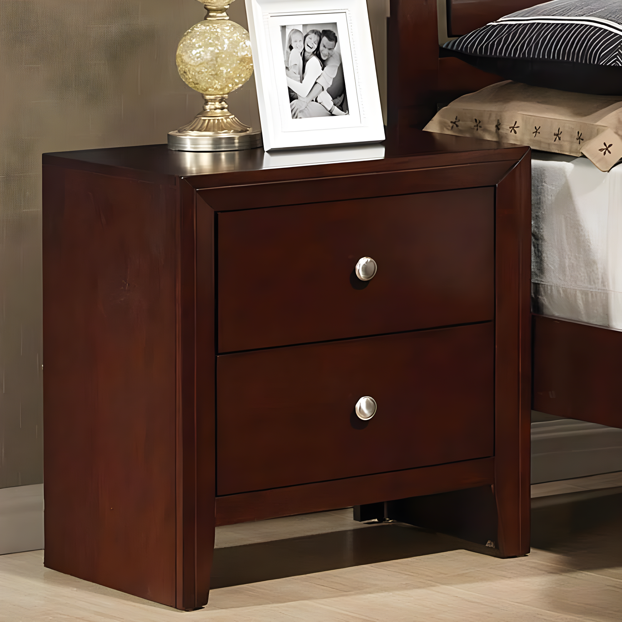 22" Ilana Nightstand Brown Cherry - Acme Furniture: Wood Composite, No Assembly, Meets ASTM Safety Standards