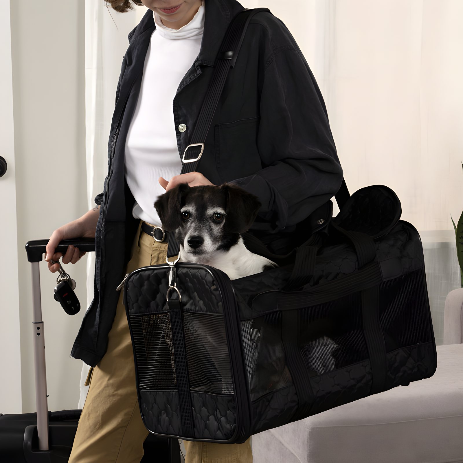 Sherpa Original Deluxe Travel Pet Carrier, Airline Approved & Guaranteed On Board - Black Lattice