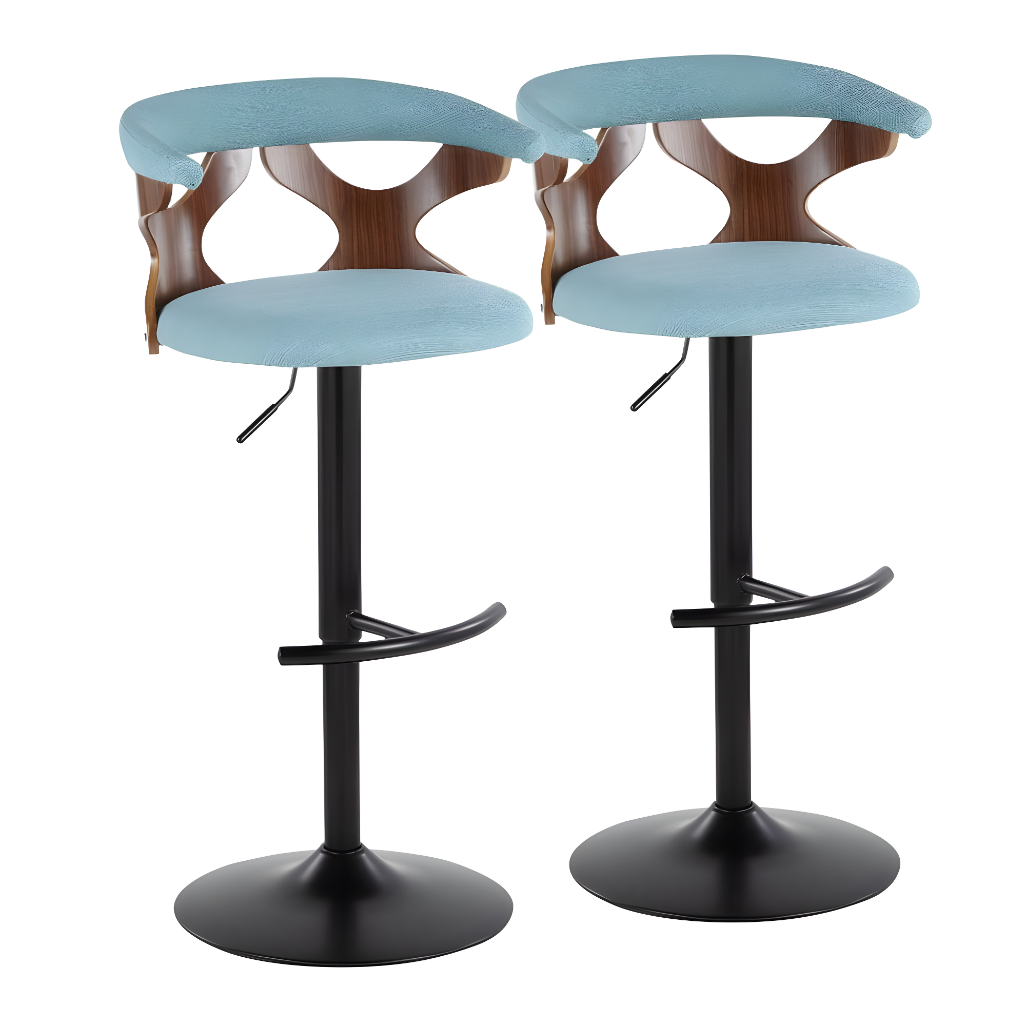 LumiSource Gardenia Swivel Upholstered Adjustable Height Counter Stool with Metal Frame (Set of 2)