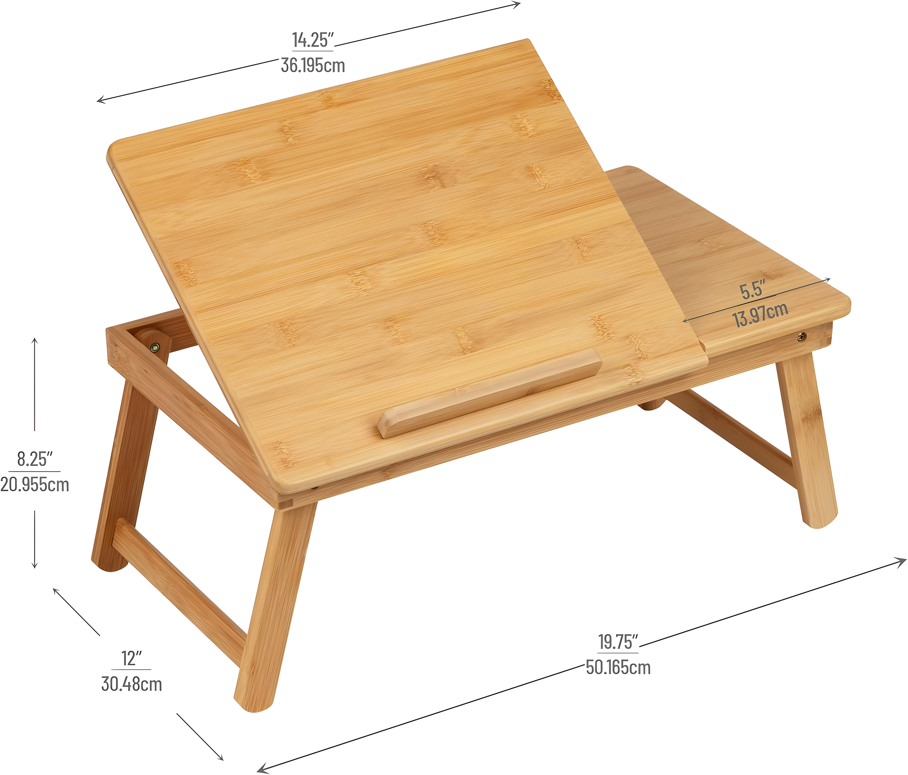 Mind Reader Lap Desk Laptop Stand, Bed Tray, Dorm Room, Folding Legs, Rayon From Bamboo, 19.75"L x 12"W x 8.25"H