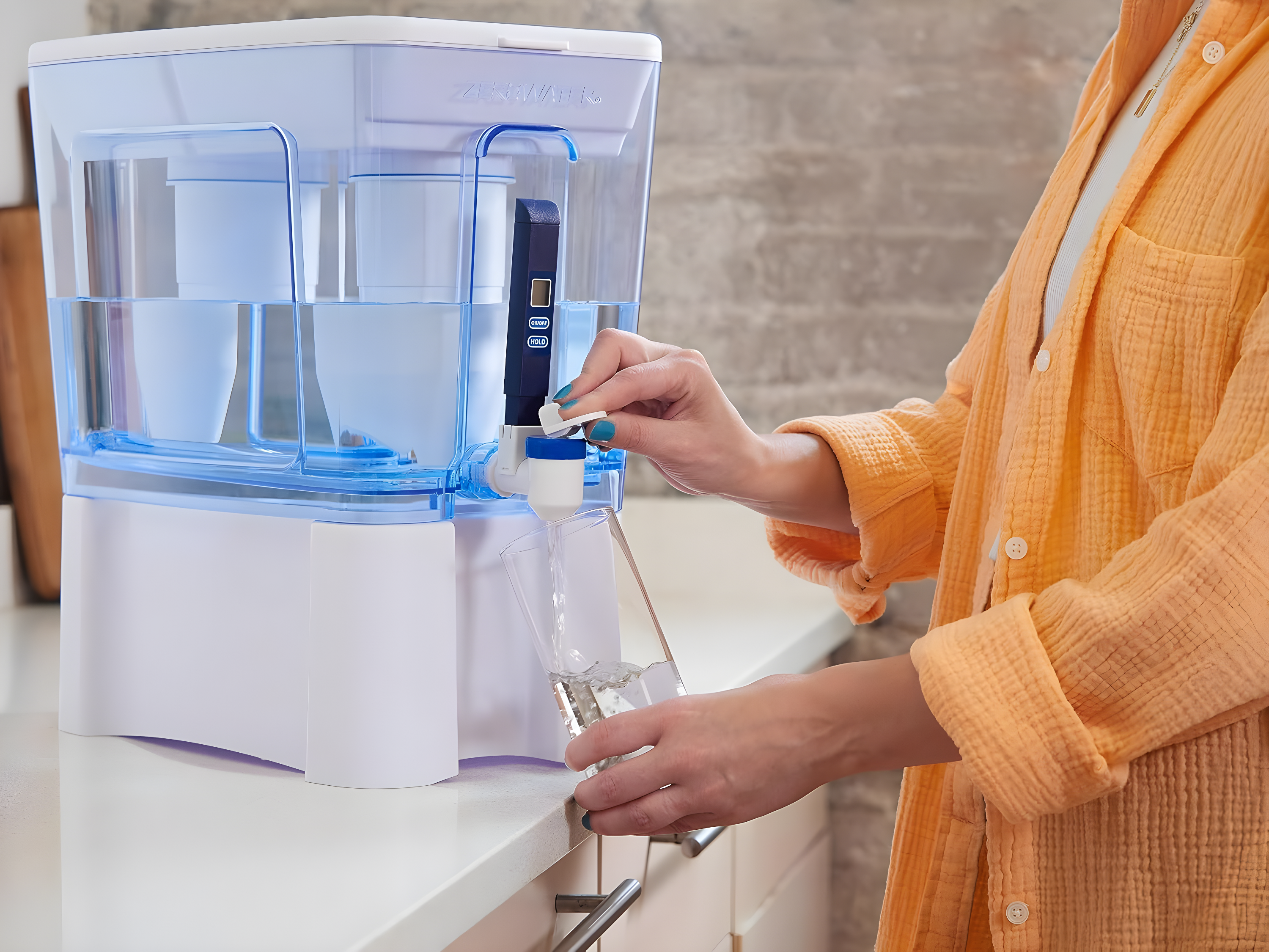 Orblue 52-Cup 5-Stage Water Filter Pitcher Dispenser With 5-Stage 0 TDS Zero Water Filter – IAPMO Certified To Reduce Metals, Chlorine, Lead, Chromium, And Forever Chemicals PFOA/PFOS