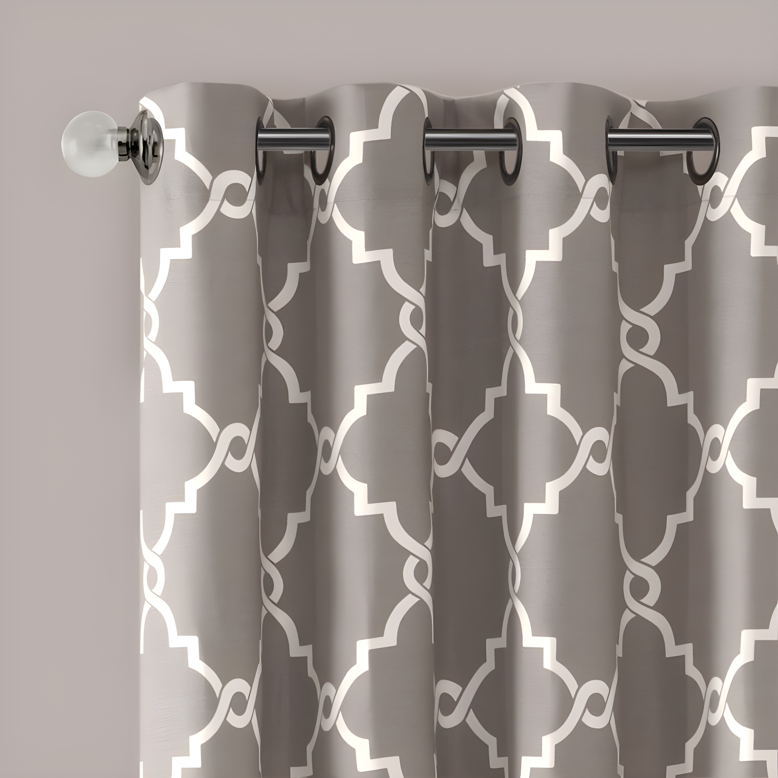 Fretwork Print Grommet Top Window Curtain Panel