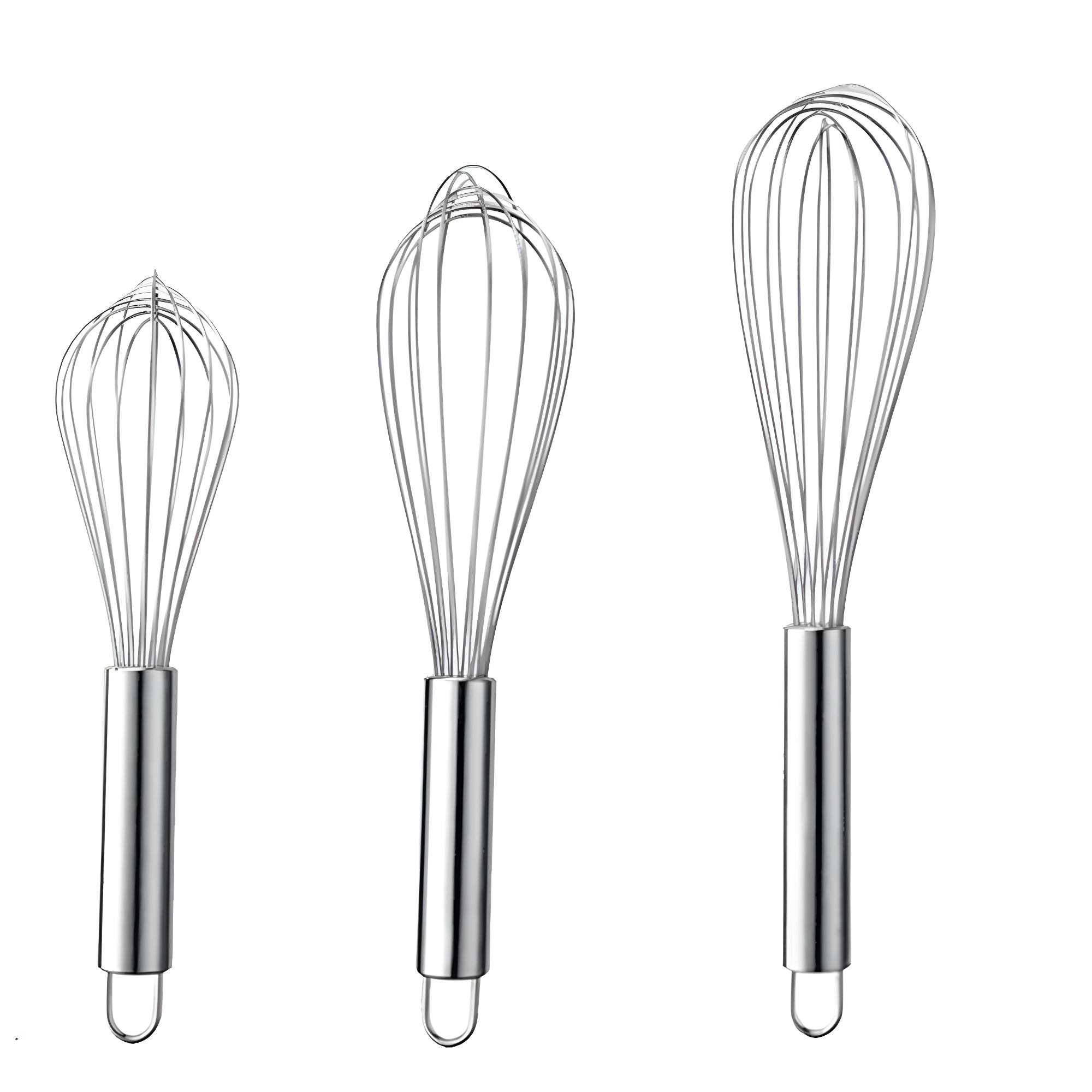 3Pcs 304 Stainless Steel Whisk Set, Professional Balloon Whisks for Kitchen Cooking, Perfect For Blending, Whisking, Baking, Beating, (8" +10"+ 12")
