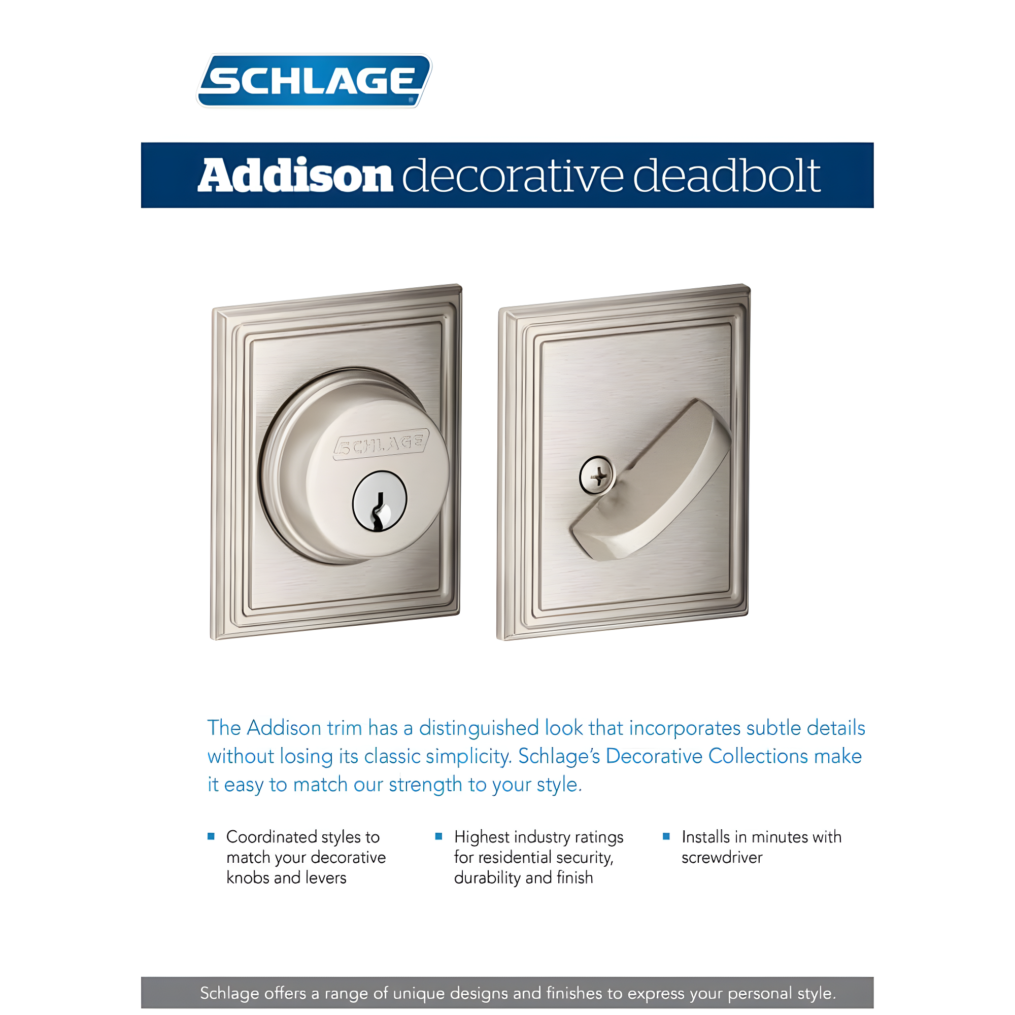 Addison Single Cylinder Deadbolt