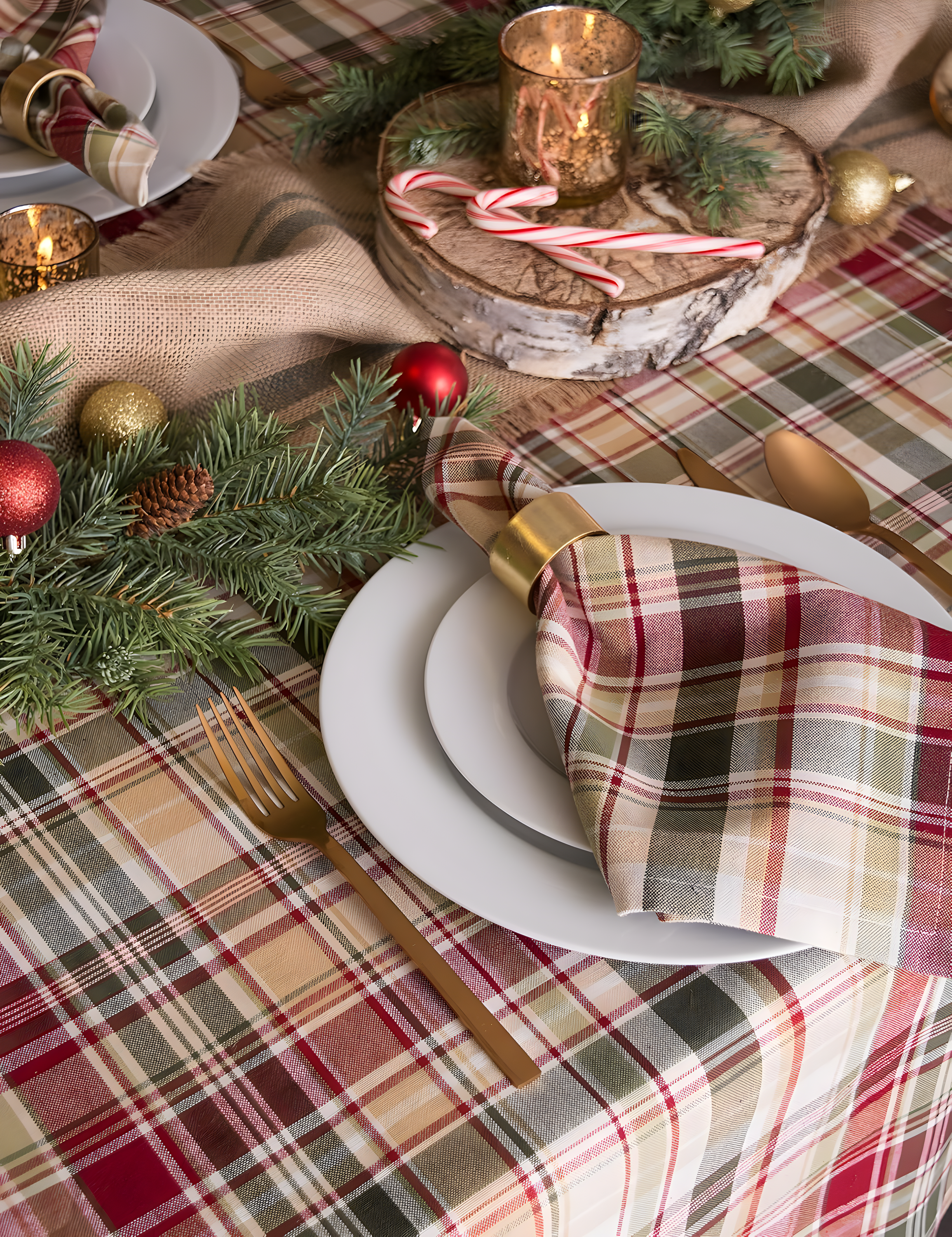 Valadez Plaid 100% Cotton Round Tablecloth