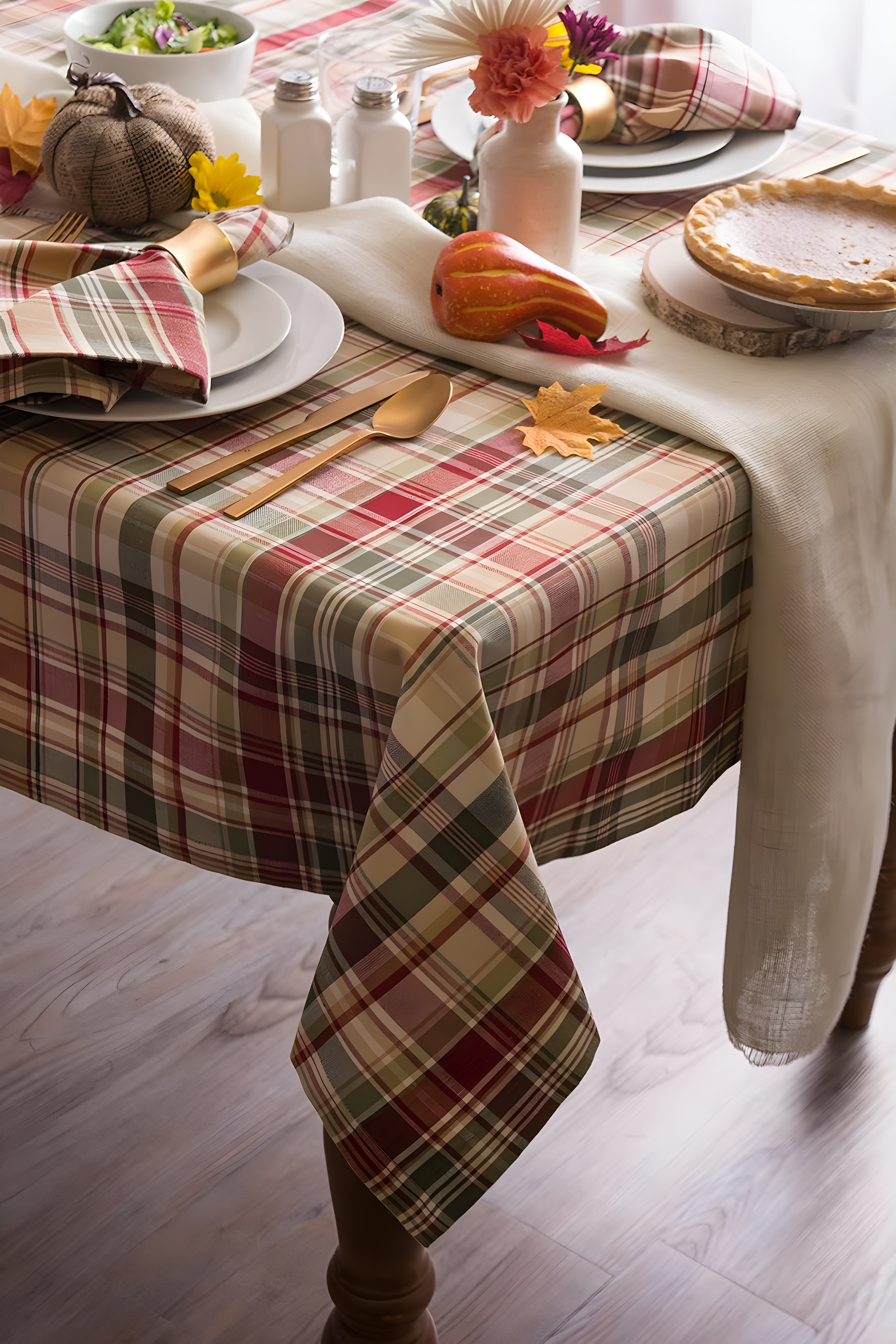 Valadez Plaid 100% Cotton Round Tablecloth