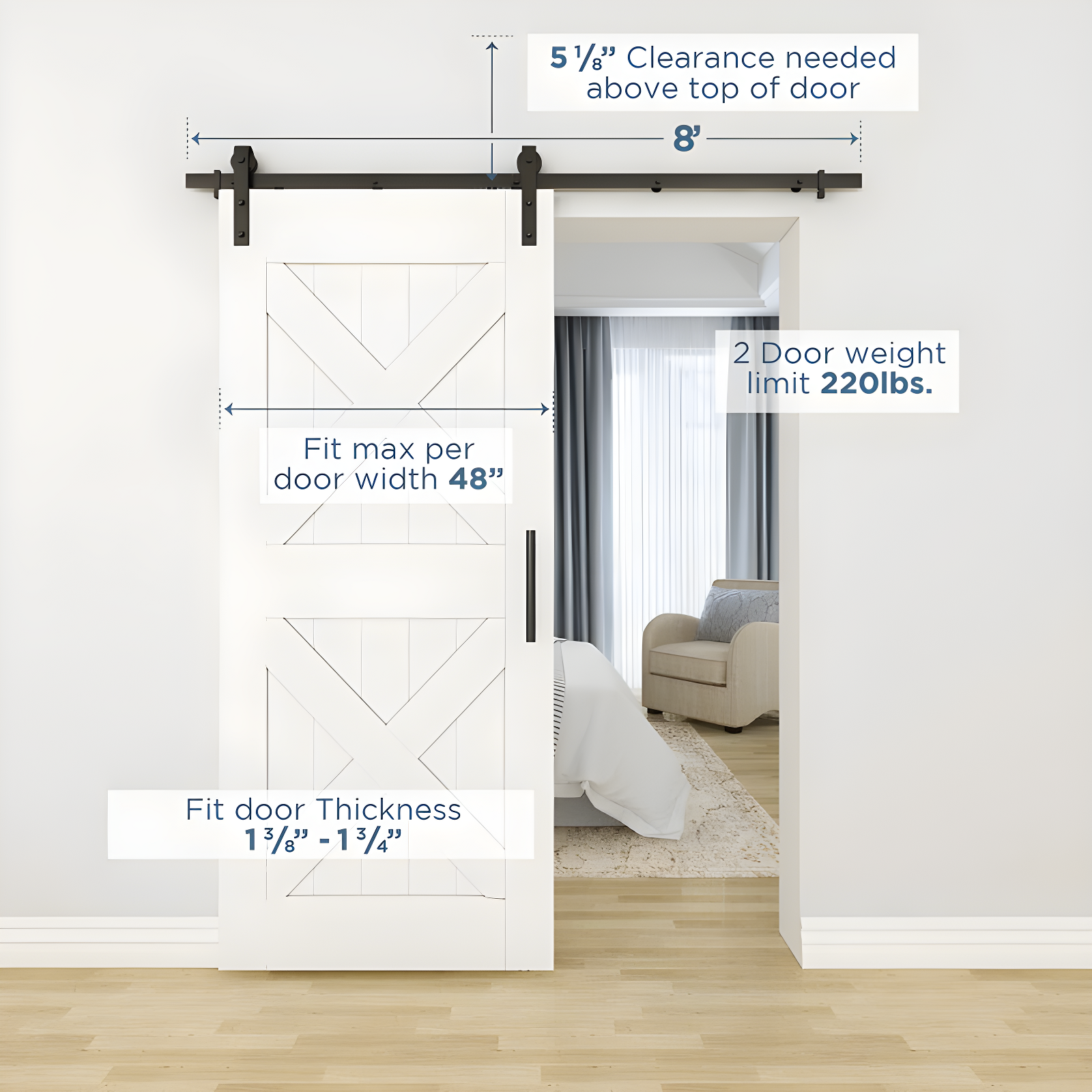 National Hardware Standard Single Barn Door Hardware Kit